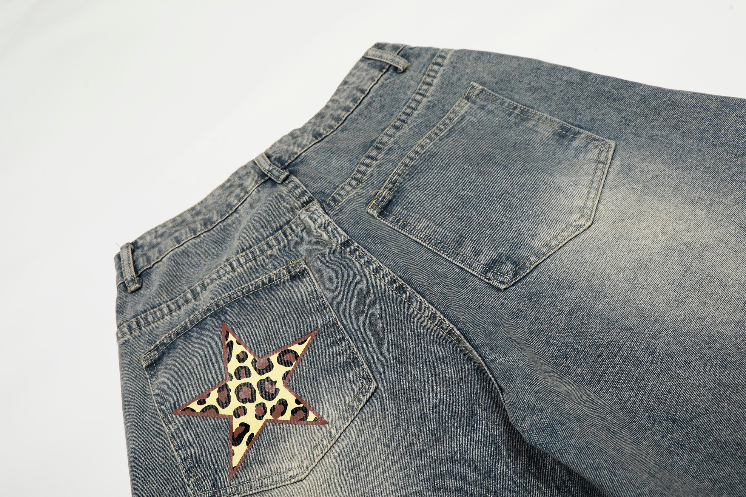 Omirad Leopard Star Wide-Leg Barrel Jeans | Y2K Streetwear