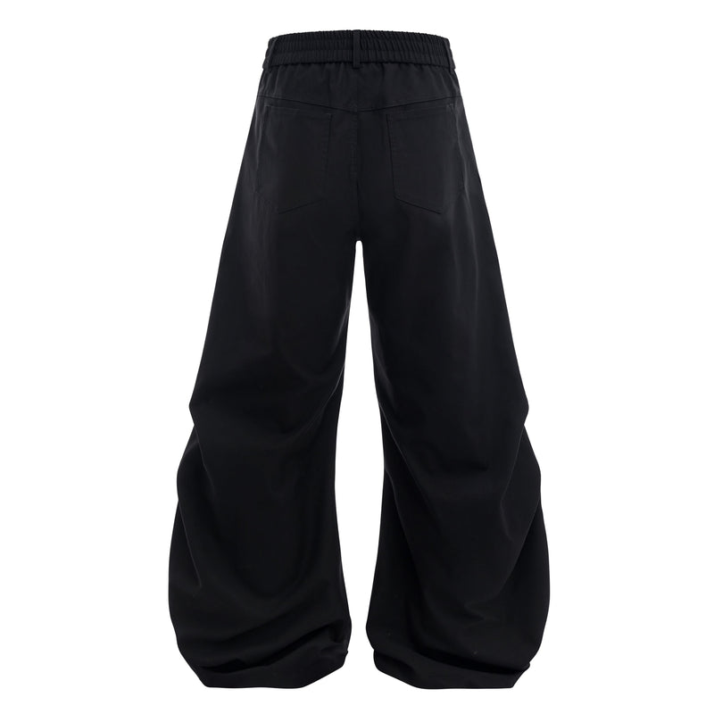 Omirad Sculpted Pleat Tech Wide-Leg Pants | Black & White