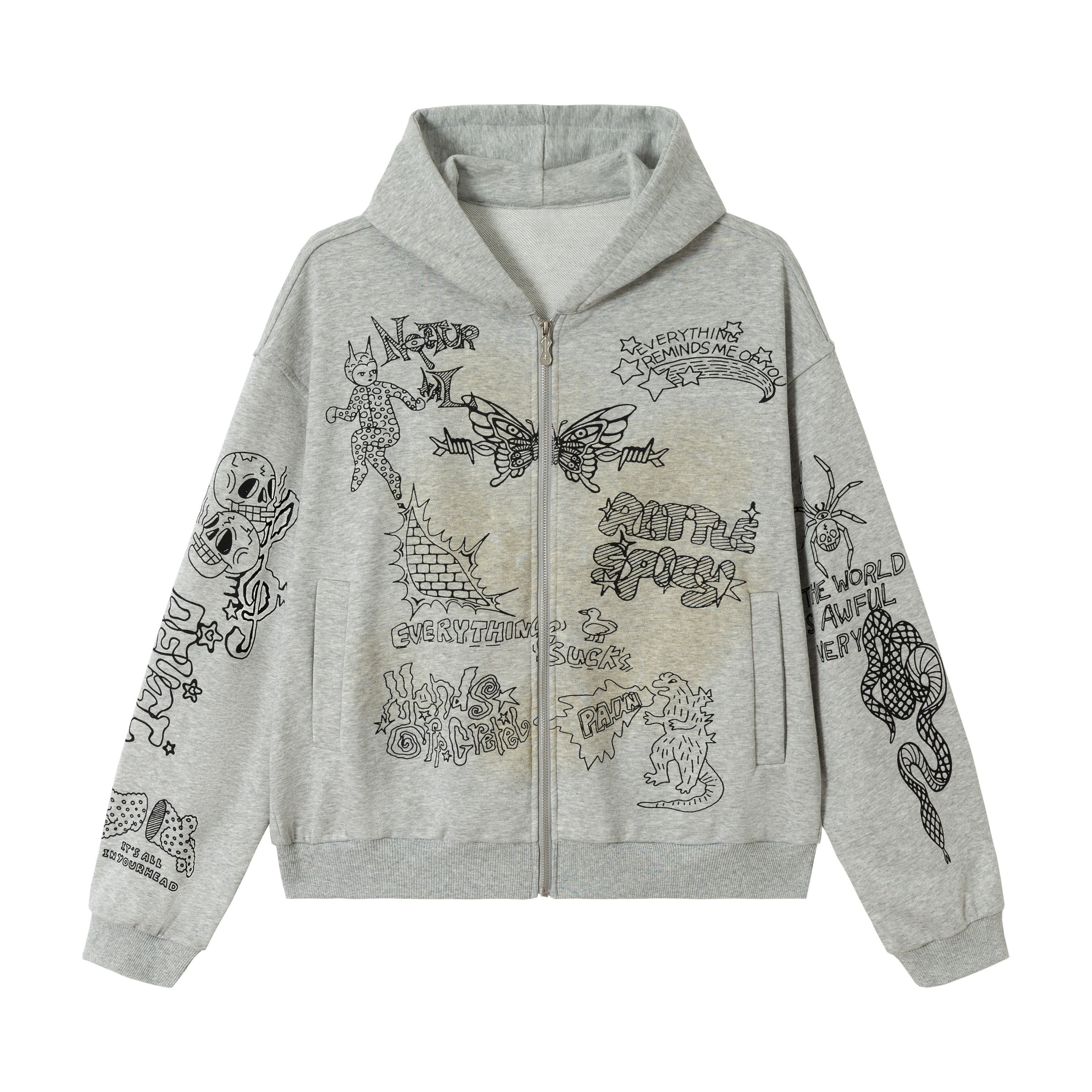 Omirad Doodle Graphic Zip Hoodie | Streetwear Statement