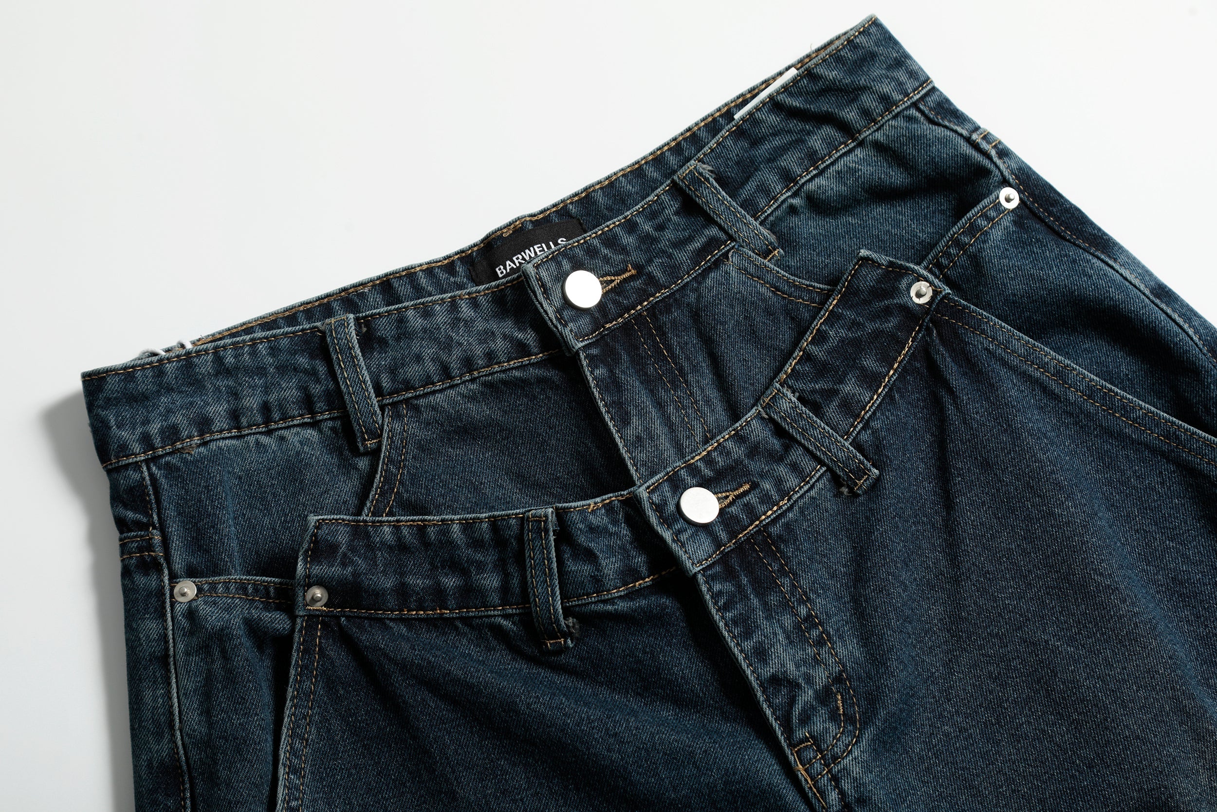 Vintage Whisker Wide-Leg Jeans | Double-Button Oversized Denim
