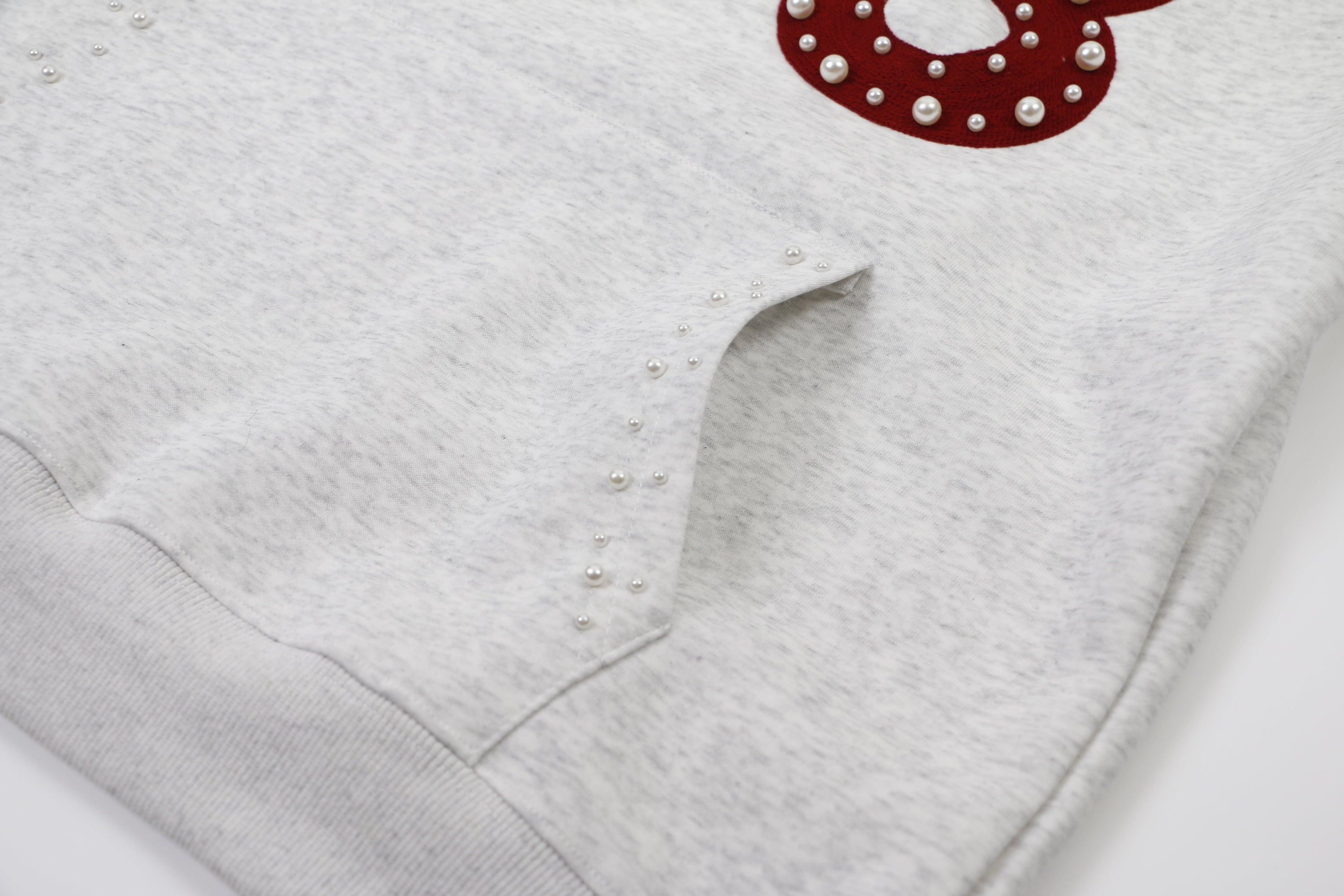 Star & Number Appliqué Pearl Stud Hoodie | Streetwear