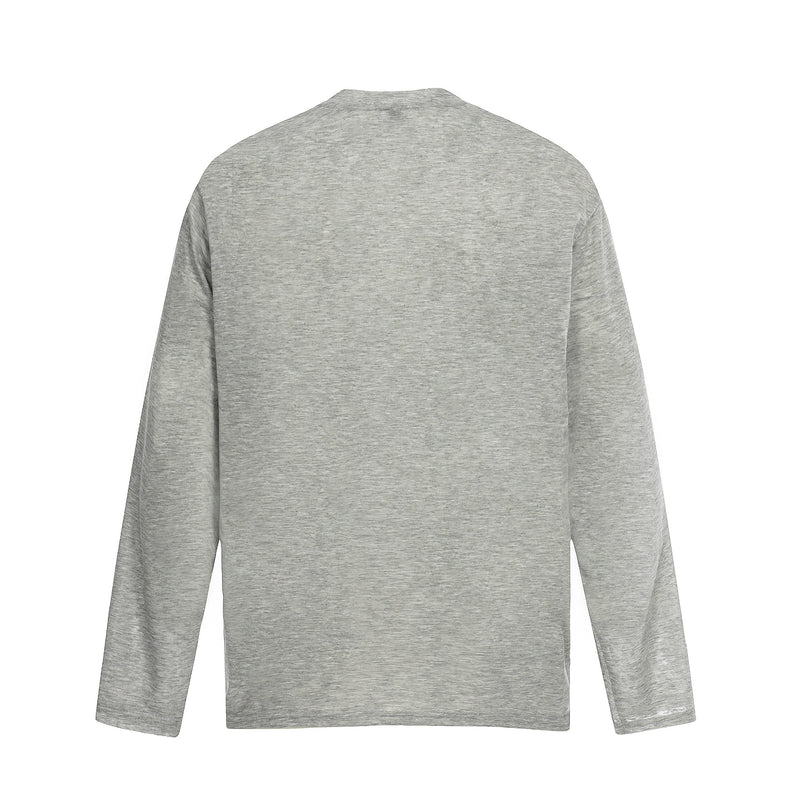 Plain light gray back view of long sleeve tee