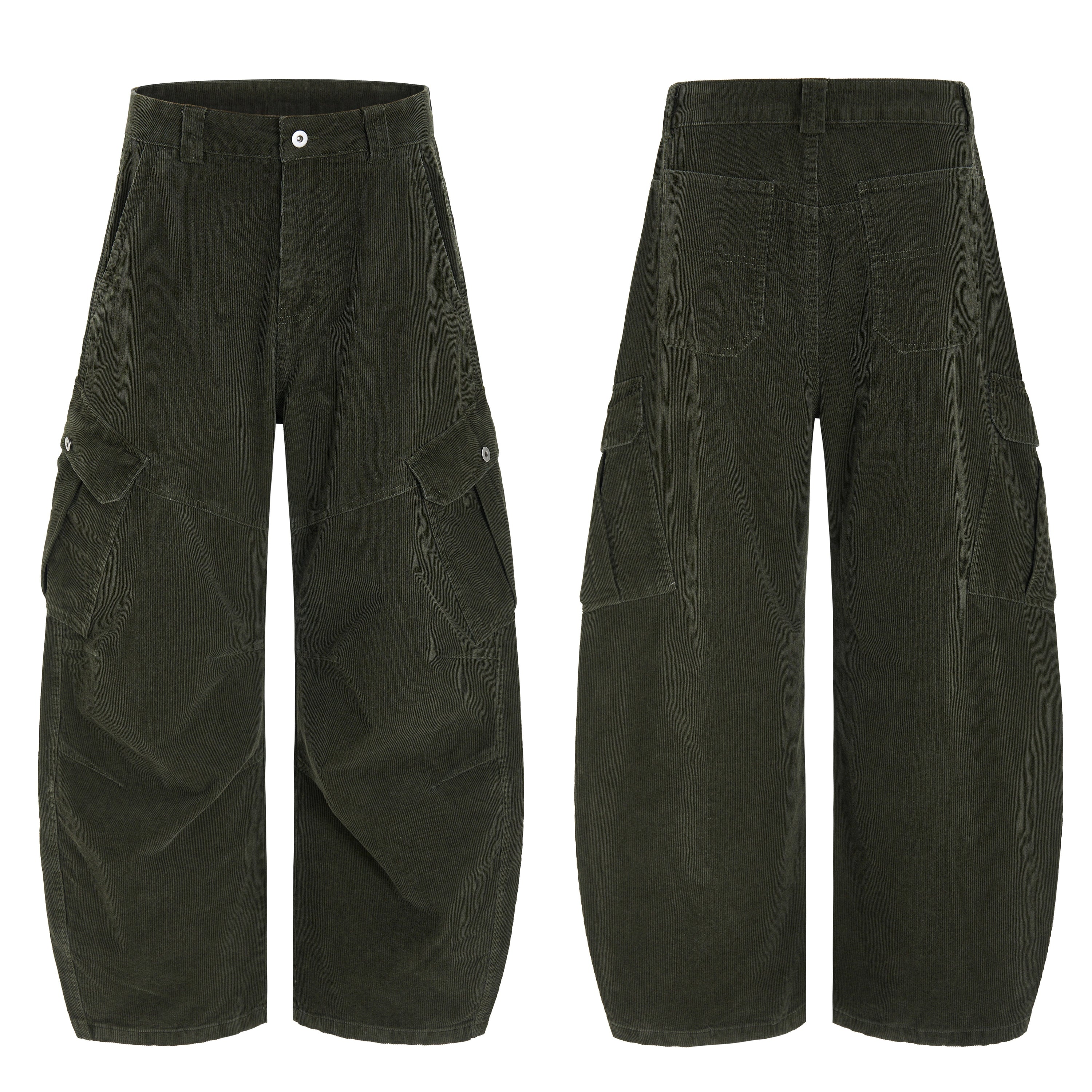 Corduroy Utility Wide-Leg Cargo Pants | SEAKOFF