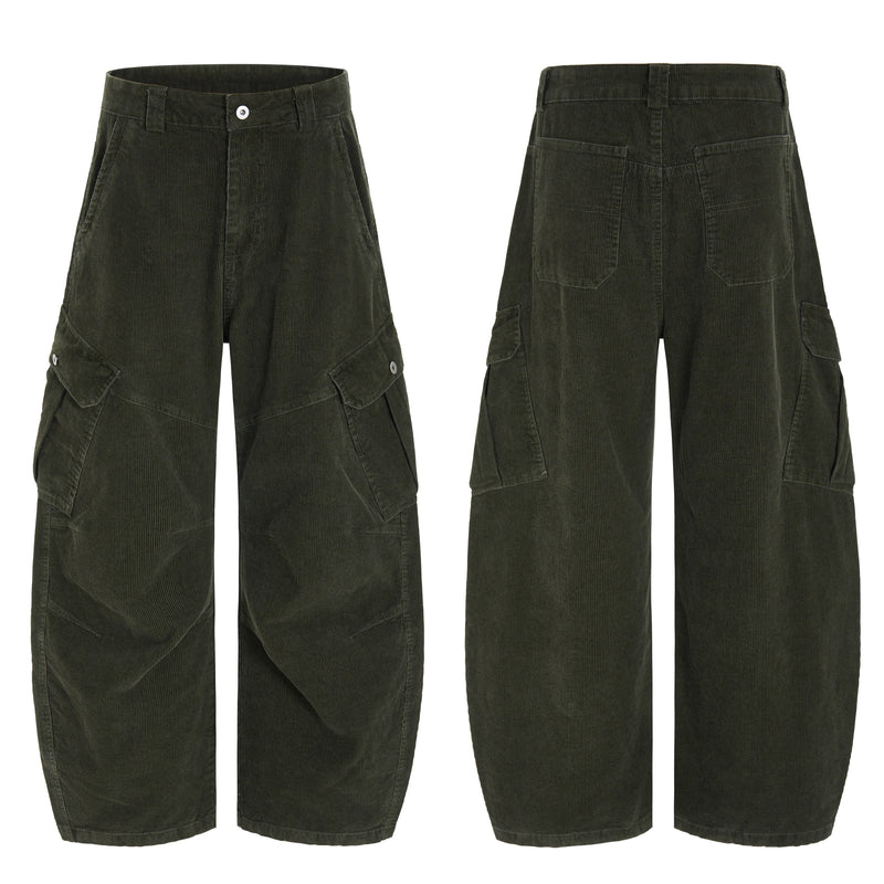 Corduroy Utility Wide-Leg Cargo Pants | SEAKOFF