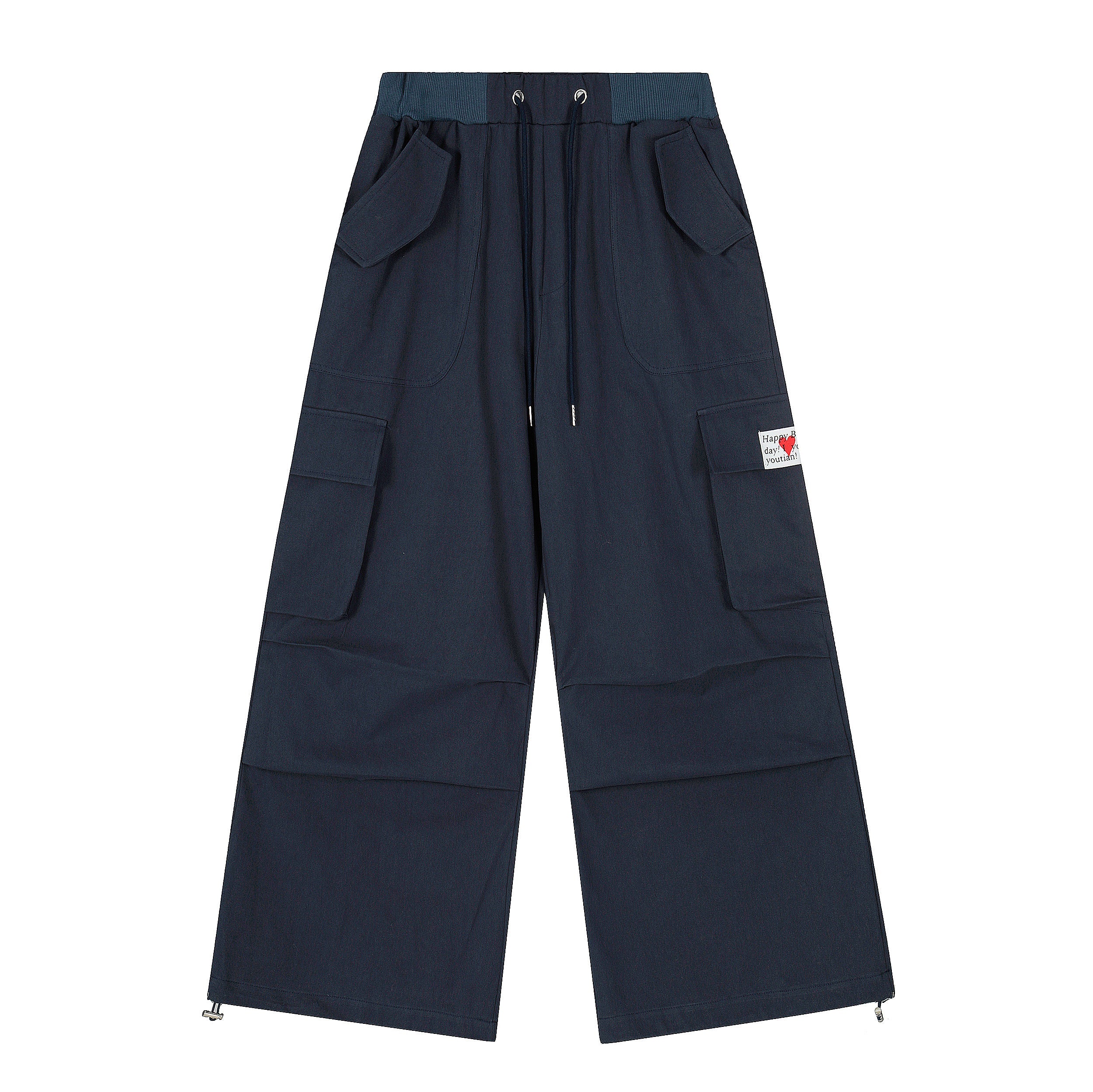 Omirad Utility Wide-Leg Cargo Pants | Navy Streetwear