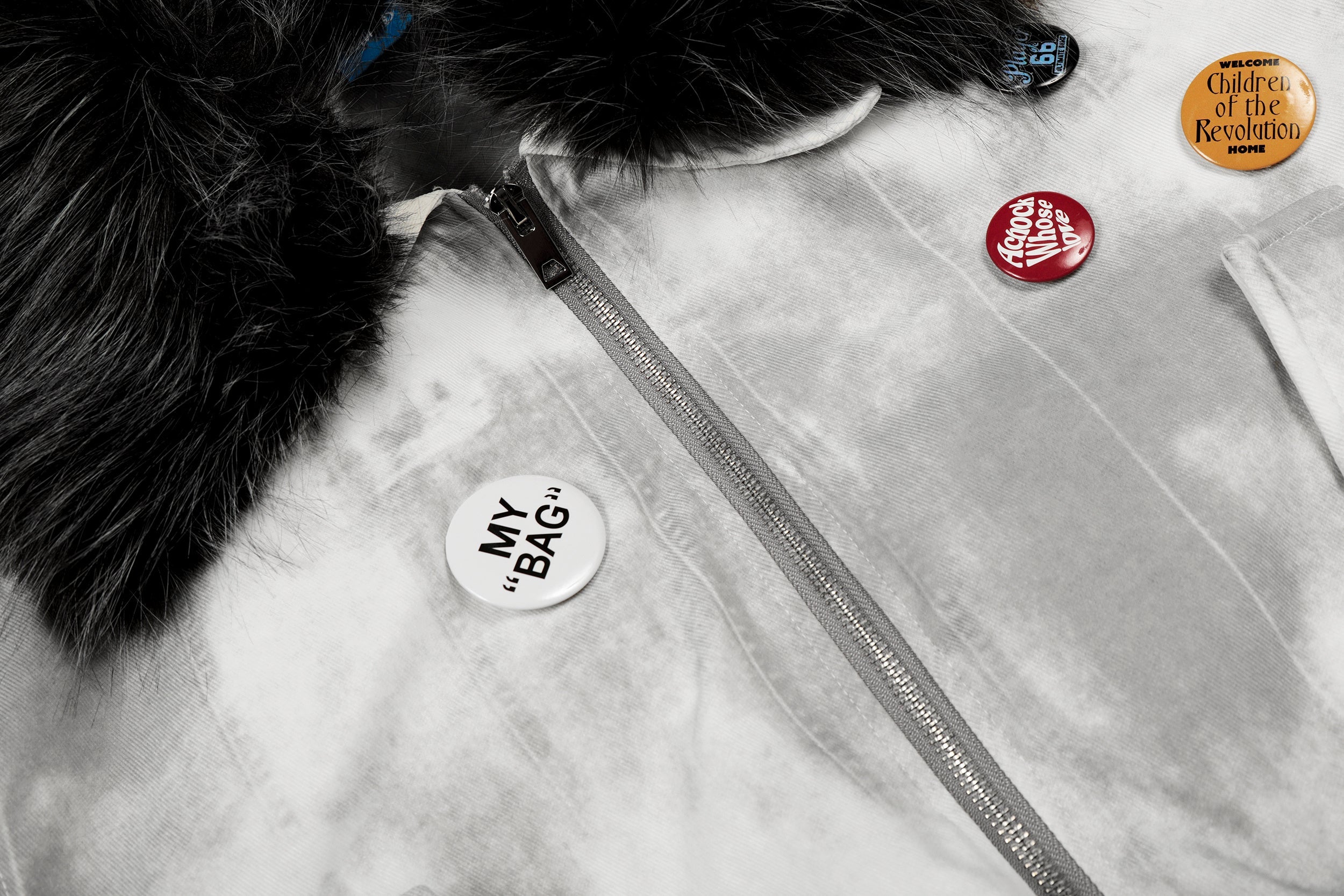 Tie-Dye Faux Fur Collar Cropped Bomber Jacket | Y2K Streetwear