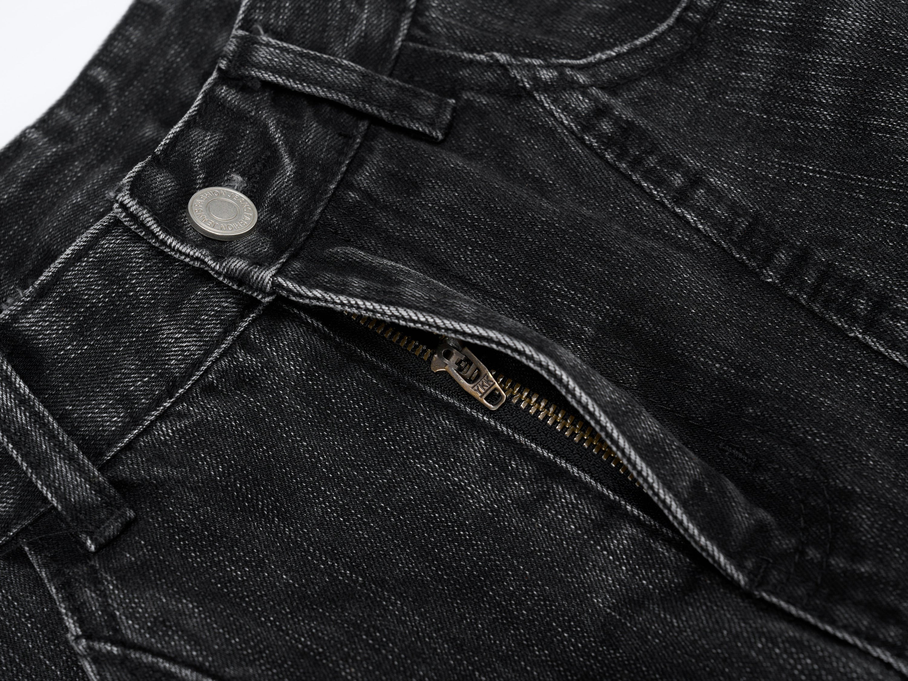 Vintage Washed Curved-Leg Wide Fit Denim Pants | SEAKOFF