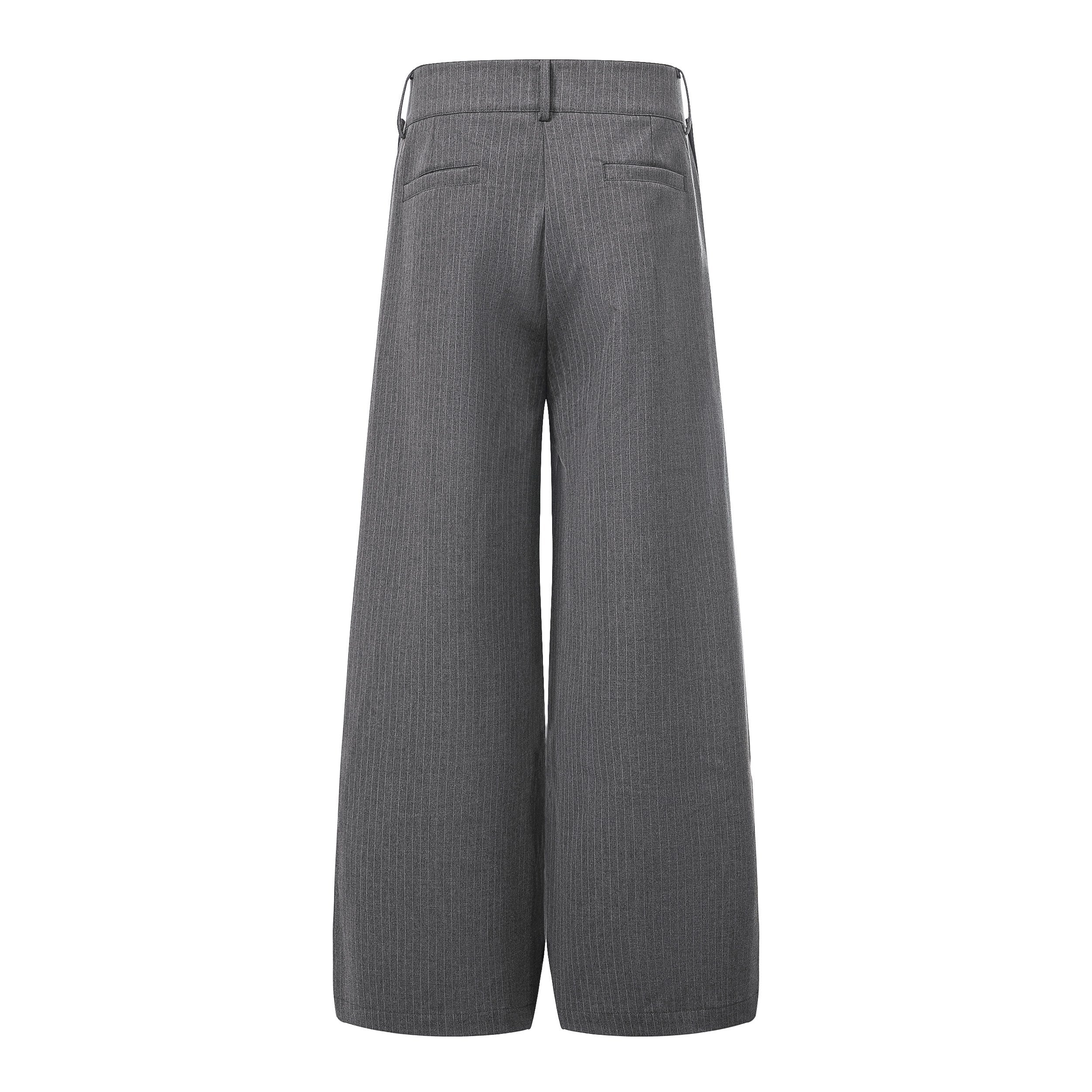 Pinstripe Wrap Wide-Leg Trousers | Avant-Garde Tailored Pants
