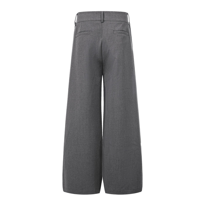 Pinstripe Wrap Wide-Leg Trousers | Avant-Garde Tailored Pants