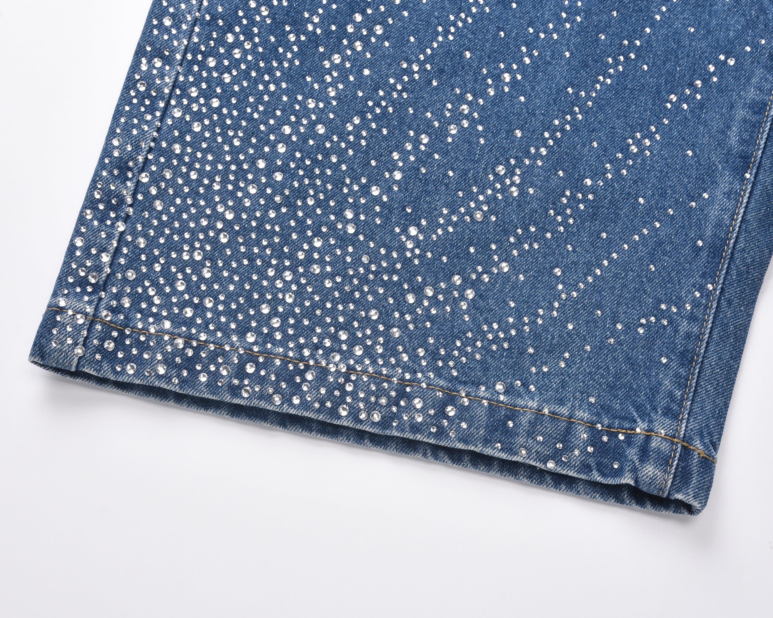Rhinestone Burst Denim Shorts | Y2K Crystal Embellished