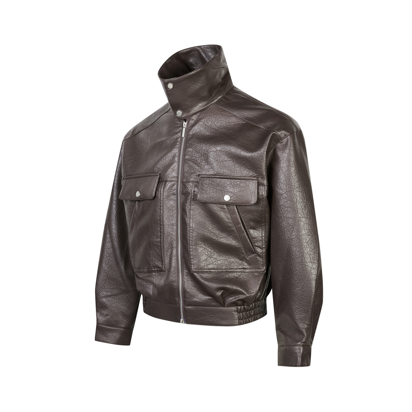 Men's Utility PU Leather Bomber Jacket | Oversized Fit