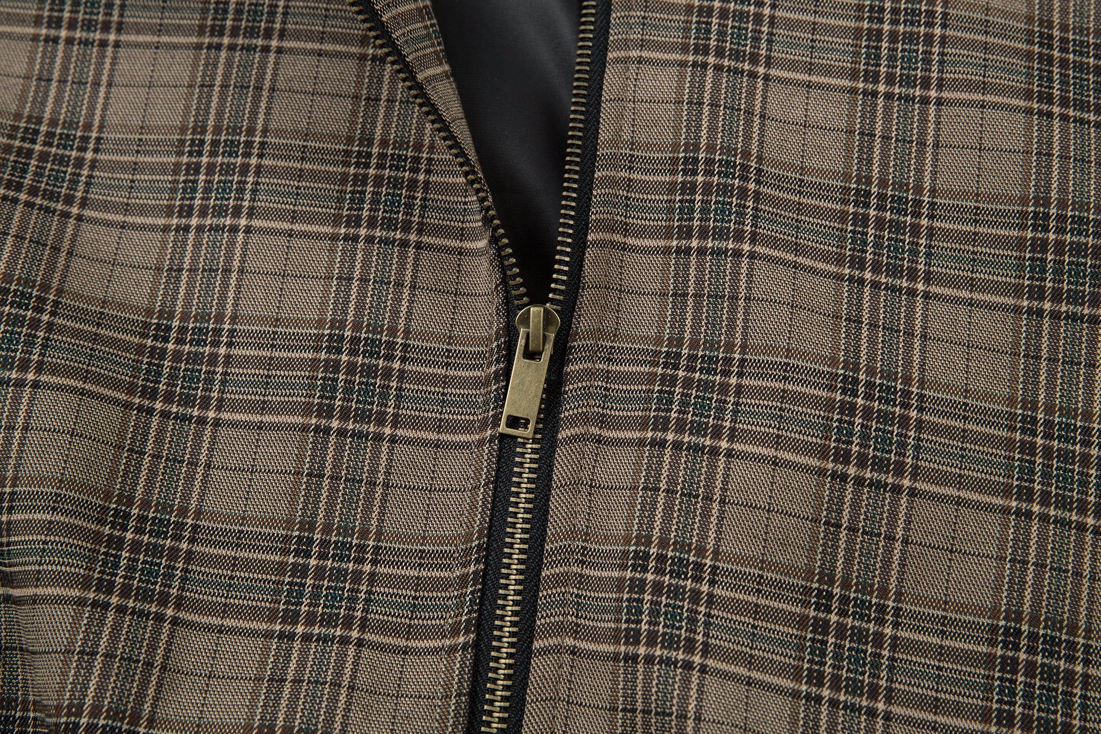 Vintage Plaid Stand-Collar Zip Jacket | Retro Check Pattern