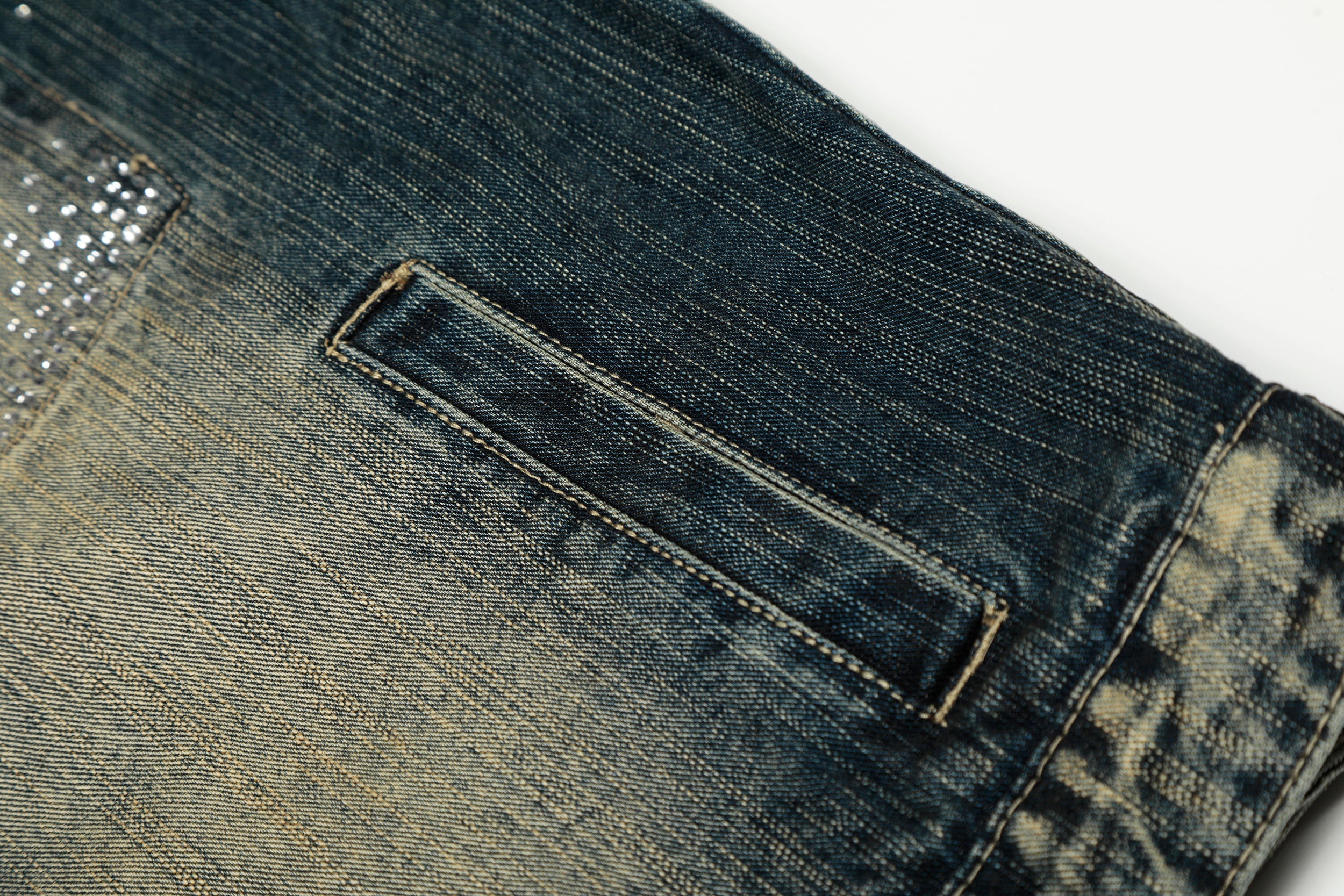 Rhinestone Gradient Denim Jacket | Vintage Wash Street Glam