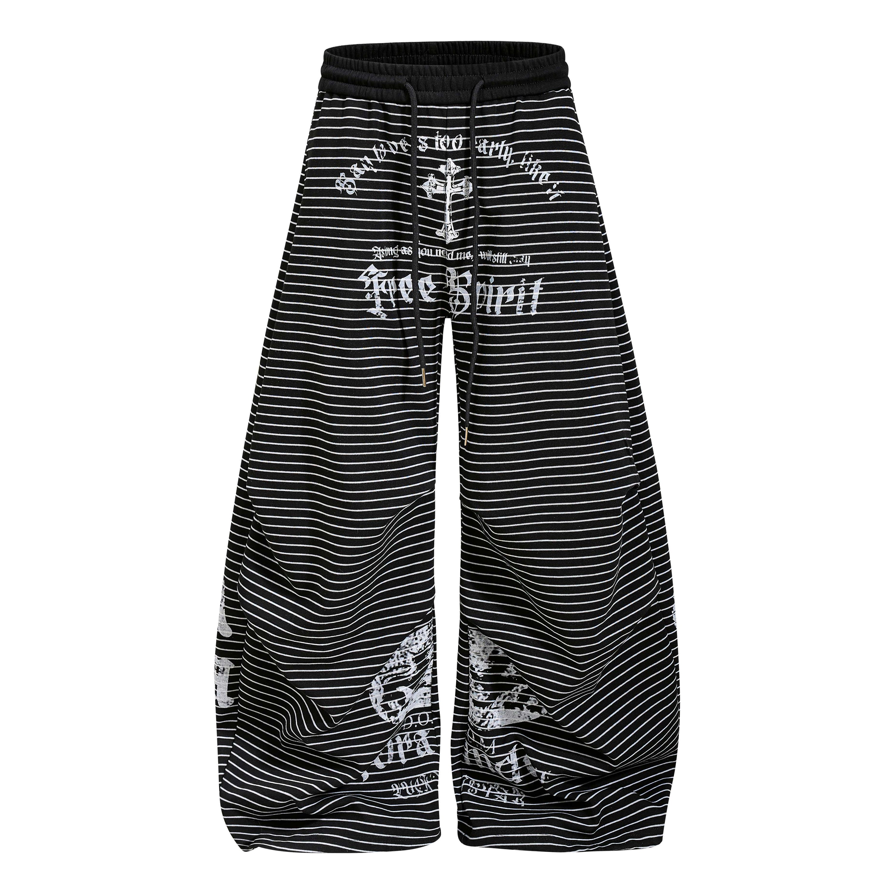 Striped Gothic Draped Wide-Leg Pants | Free Spirit Print