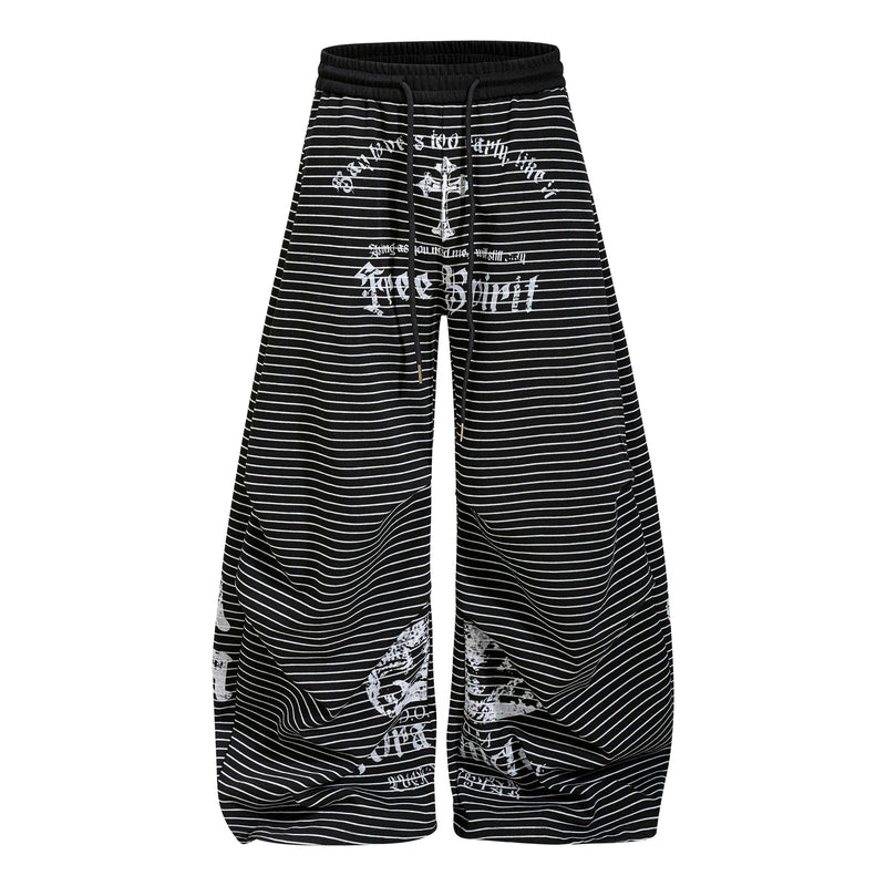 Striped Gothic Draped Wide-Leg Pants | Free Spirit Print