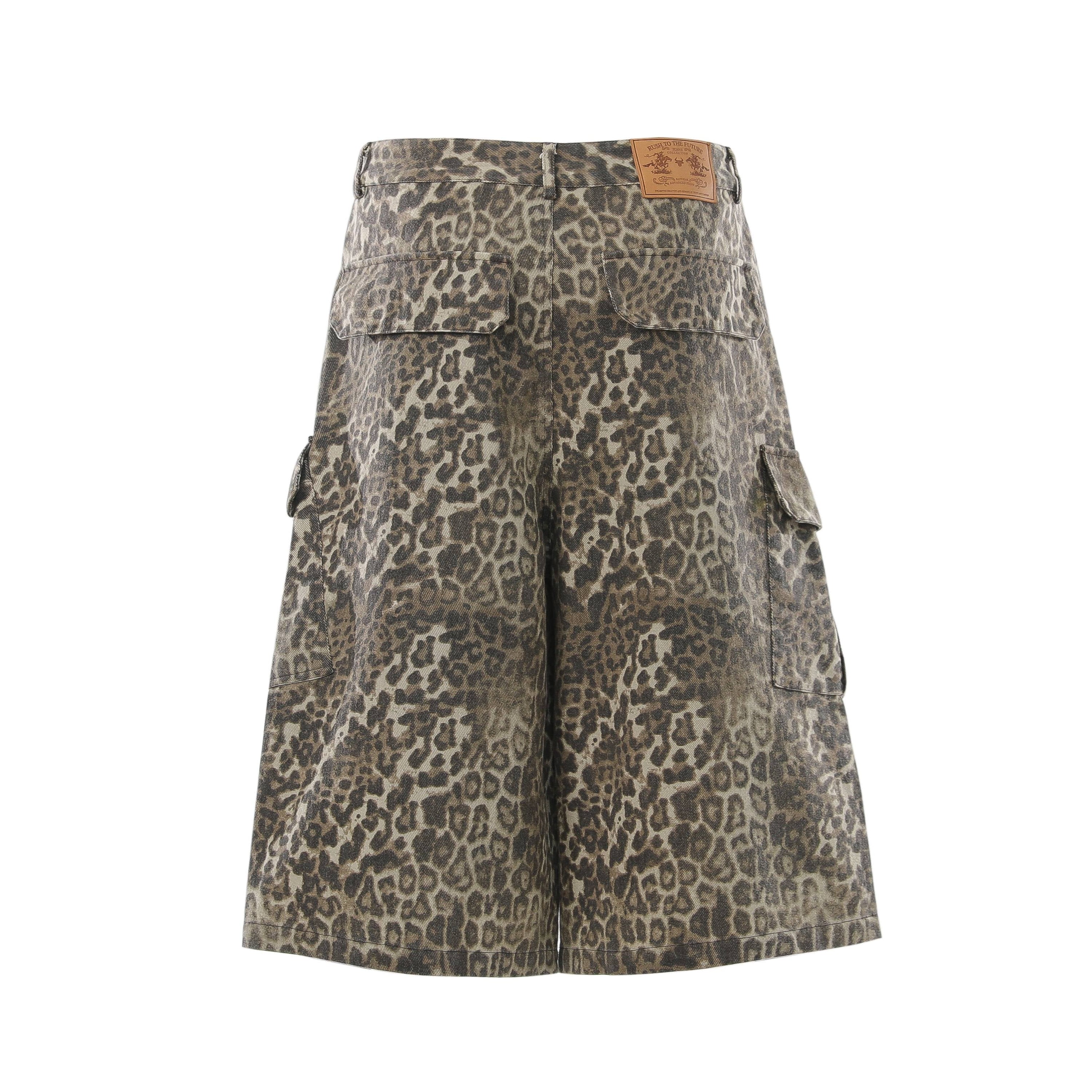Omirad Leopard Cargo Shorts | Wide-Leg Animal Print
