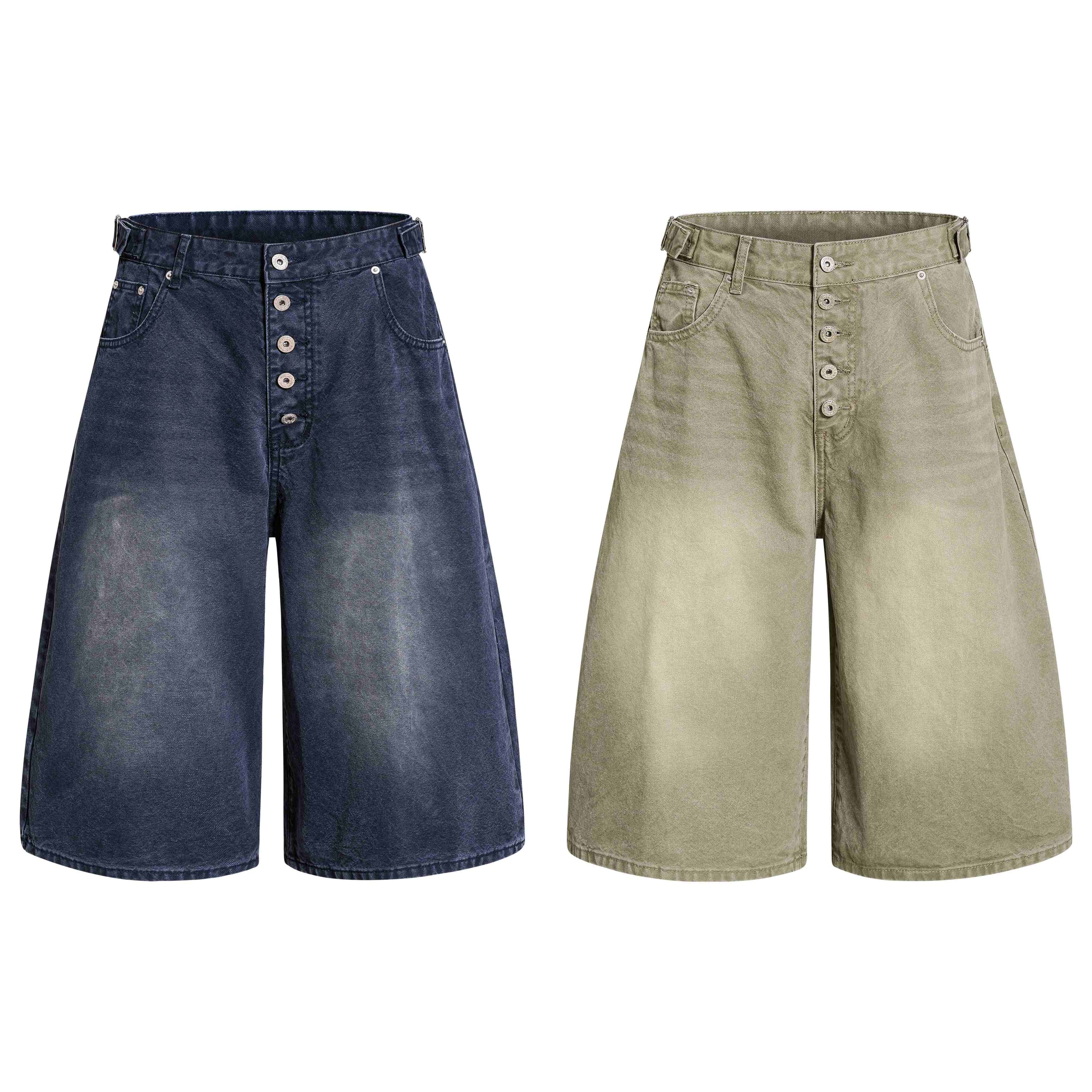 Omirad Vintage Wide-Leg Denim Shorts | 100% Cotton