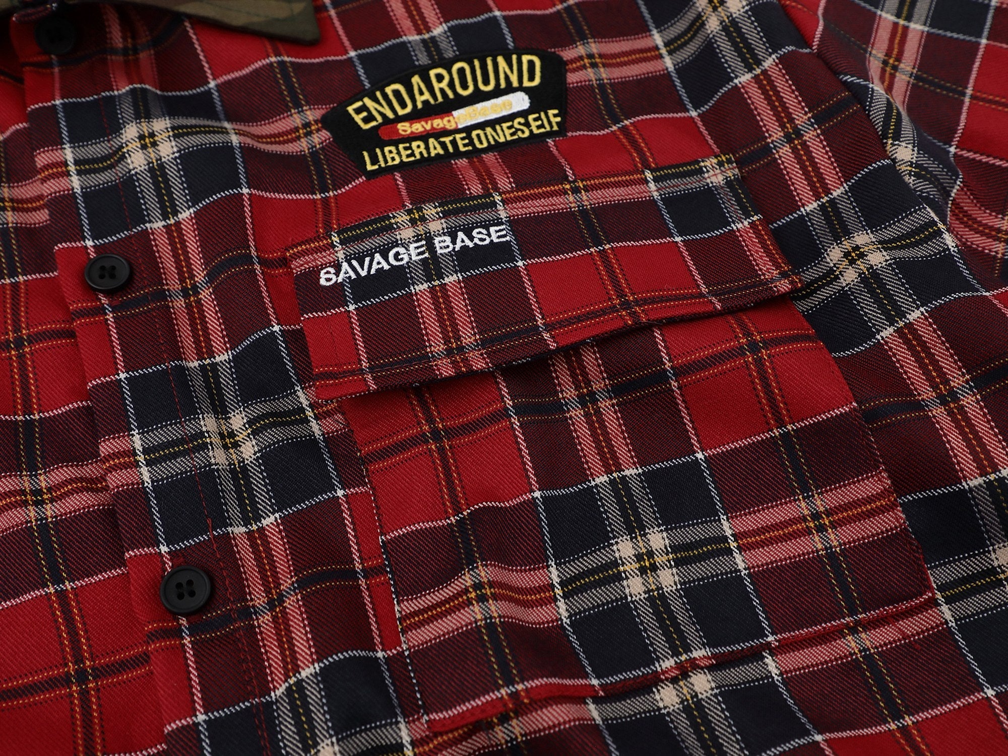 Omirad Savage Base Plaid Shirt | Camo Collar Street Style
