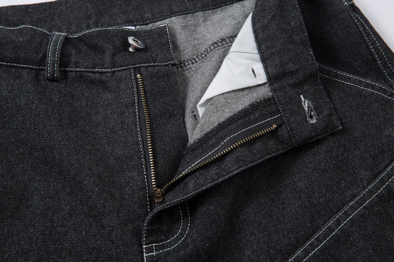 Omirad Stacked Cargo Wide-Leg Jeans | Black Denim