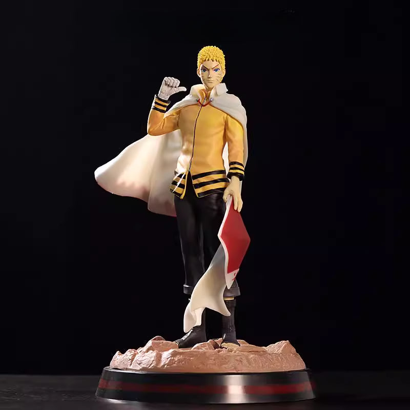 Séptimo Hokage Naruto Uzumaki Figura de acción - 28 cm Edición de colección | Pose dinámica con capa de hokage y bandera