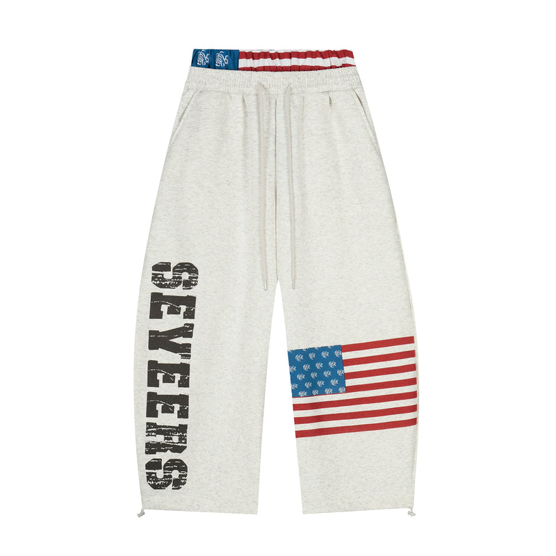 Flag Graphic Wide-Leg Sweatpants | Streetwear Joggers