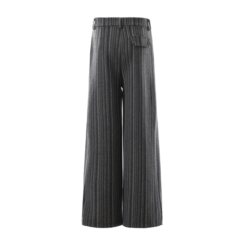 Omirad Pleated Panel Wide-Leg Trousers | Striped Drape Pants