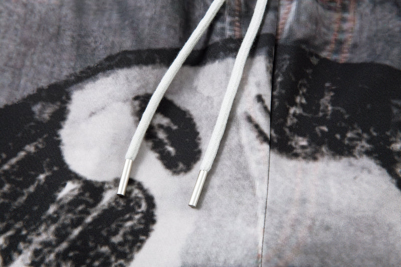 Cat Print Barrel Leg Jeans | Washed Grey Street Art Denim