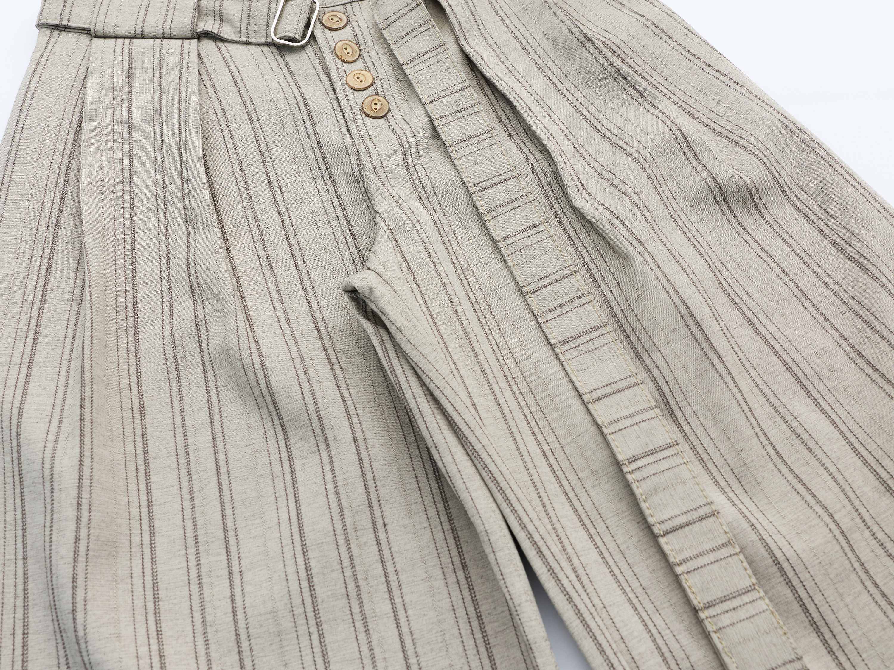 Deconstructed Pinstripe Wide-Leg Trousers | Vintage Tailored