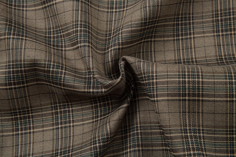 Vintage Plaid Stand-Collar Zip Jacket | Retro Check Pattern