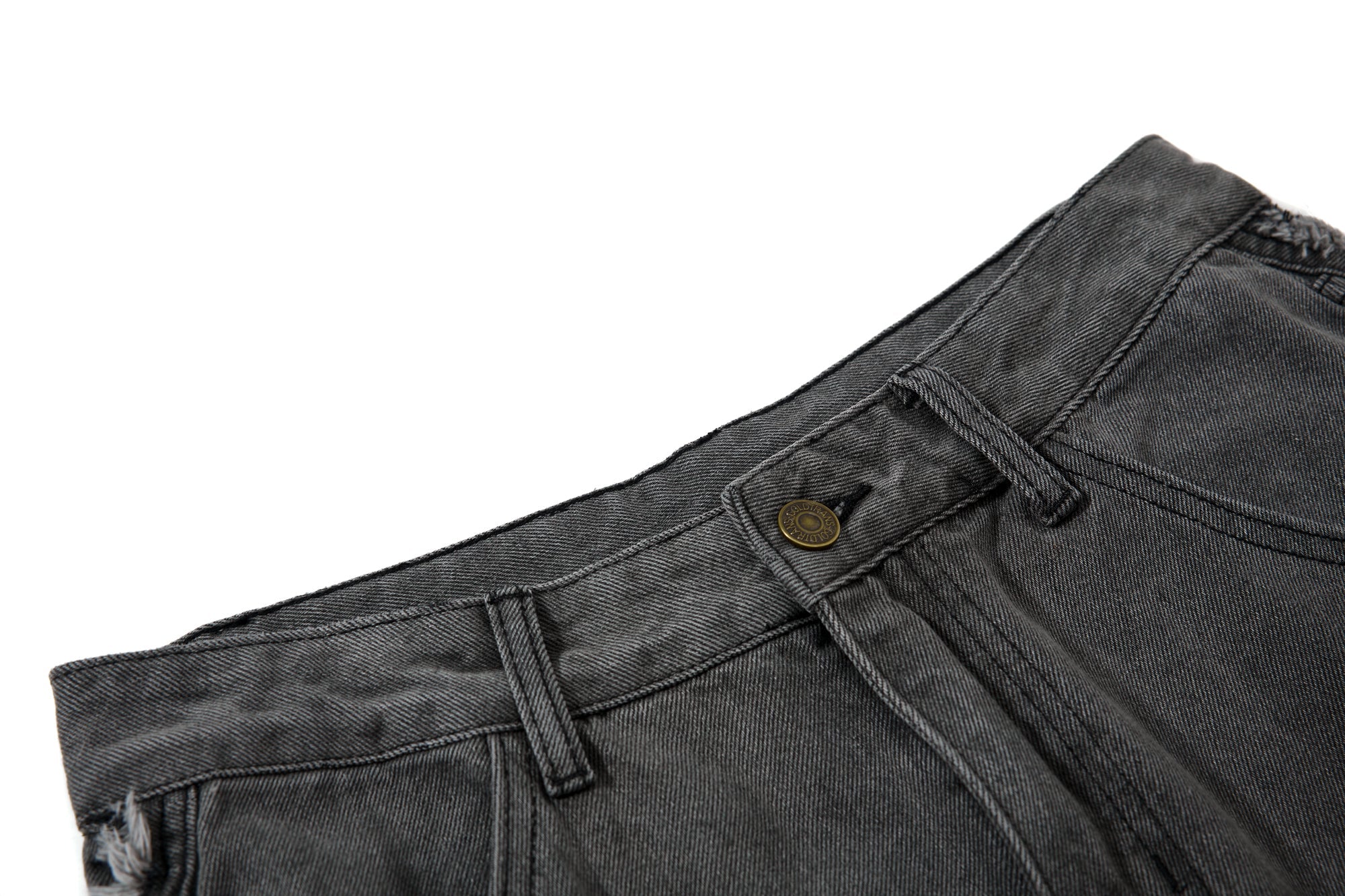 Omirad Washed Frayed Curved Cargo Jeans | Wide-Leg
