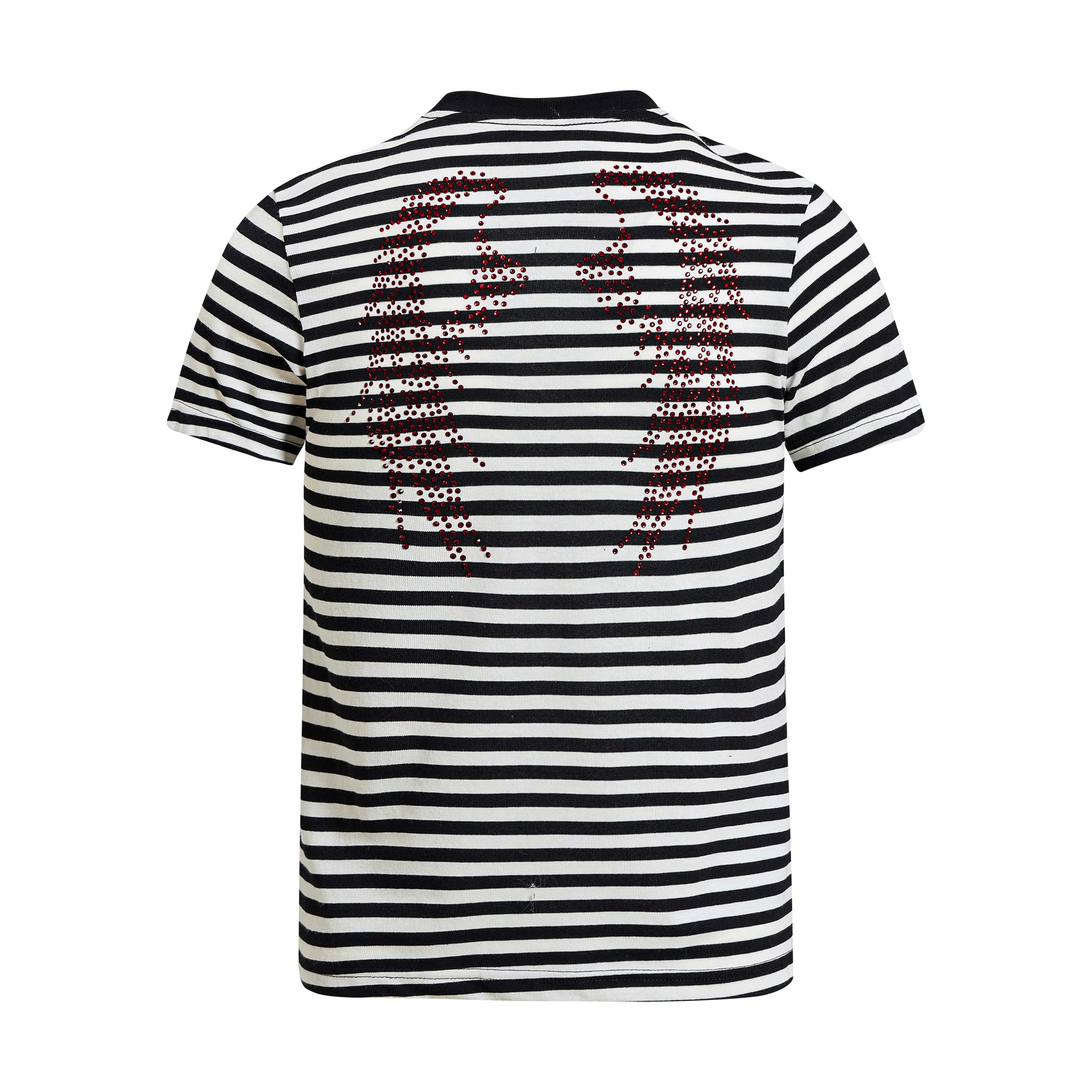 Omirad Rhinestone Stripe Tee | Gothic Script Streetwear
