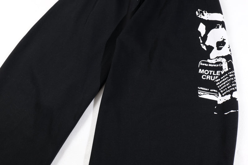 Rock Graphic Wide-Leg Wrap Pants | Streetwear Drape