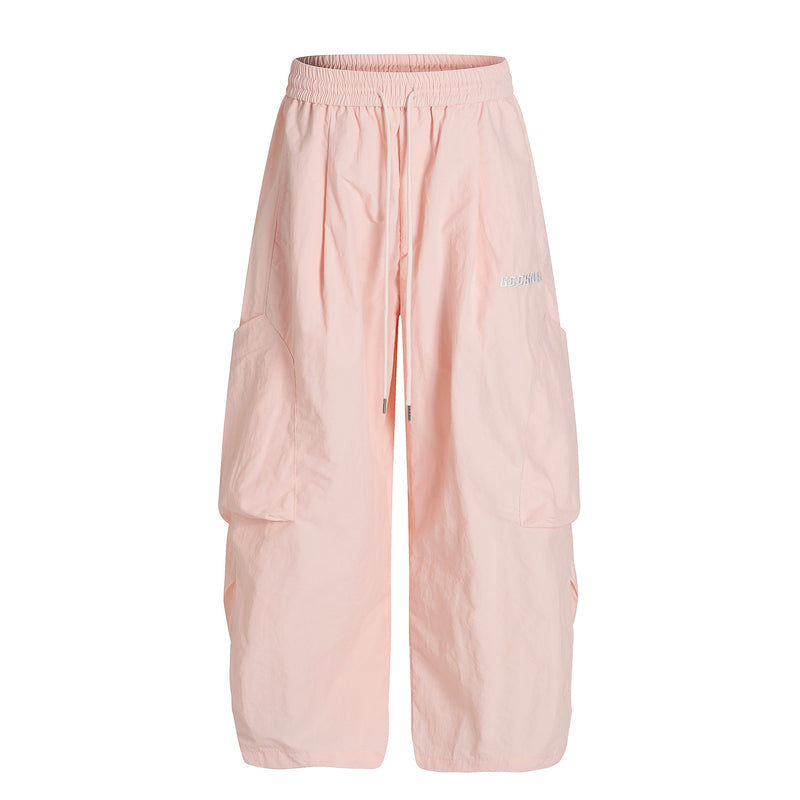 Nylon Utility Cargo Wide-Leg Pants | Pastel Streetwear