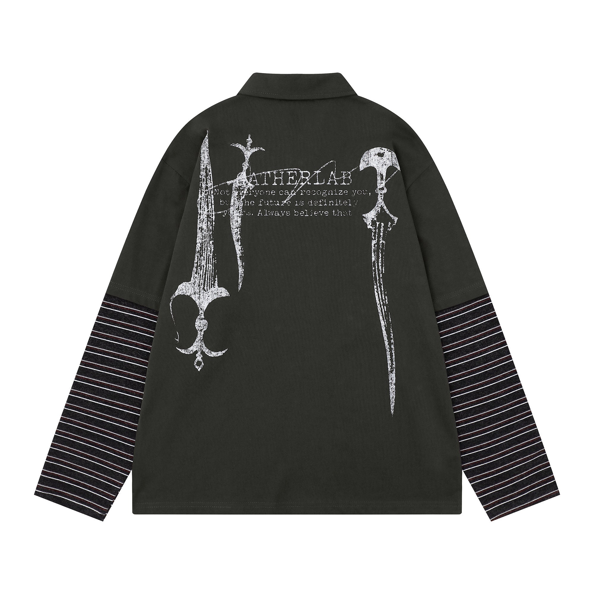 Layered Graphic Long Sleeve Polo | Streetwear Oversized Fit