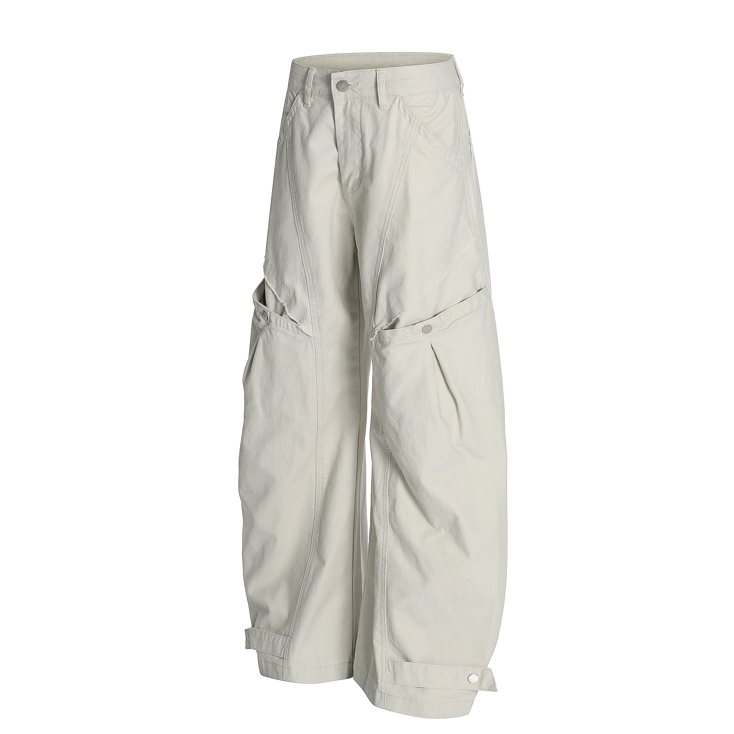 Omirad Structured Wide-Leg Utility Pants | 100% Cotton