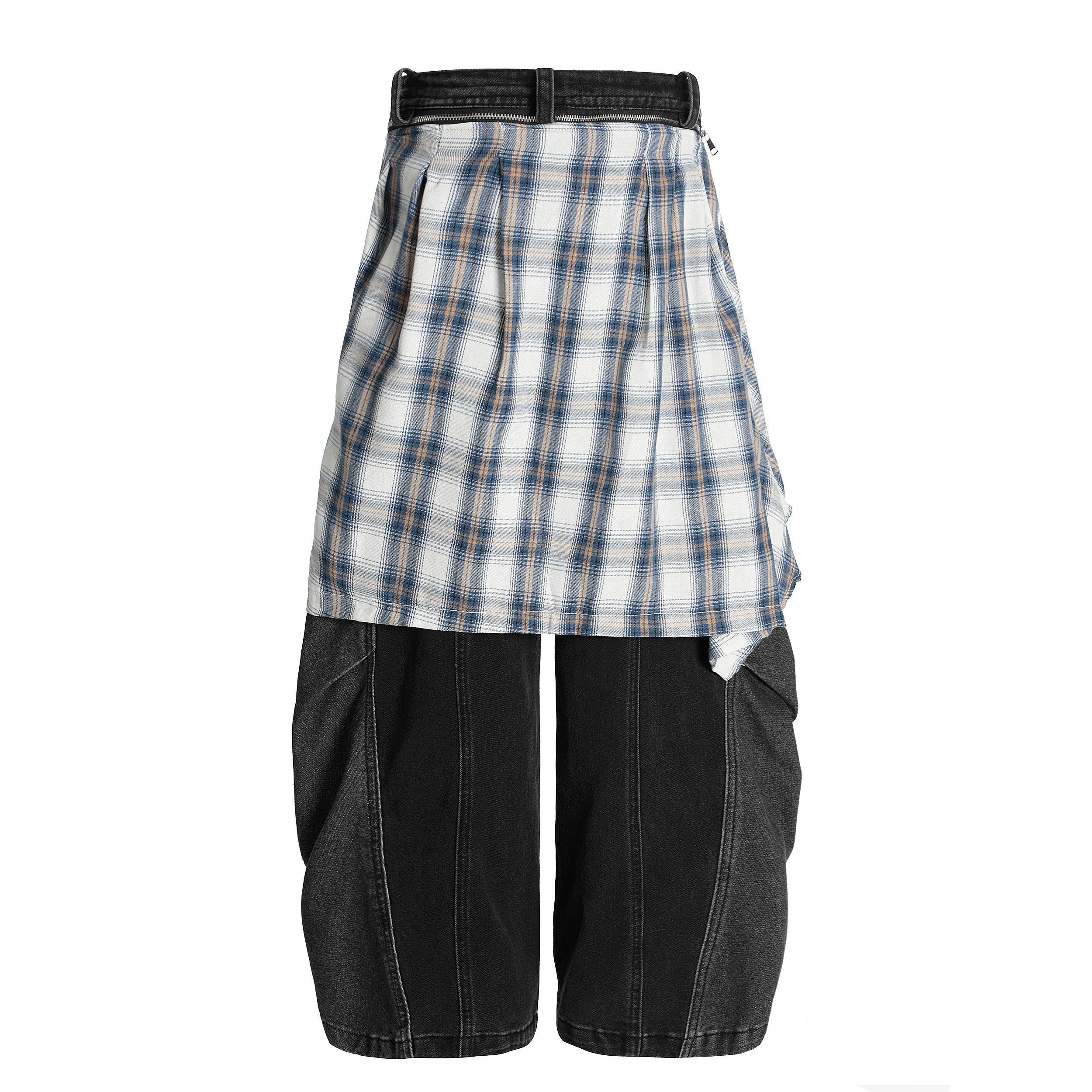 Omirad Layered Plaid Skirt-Pants | Deconstructed Streetwear
