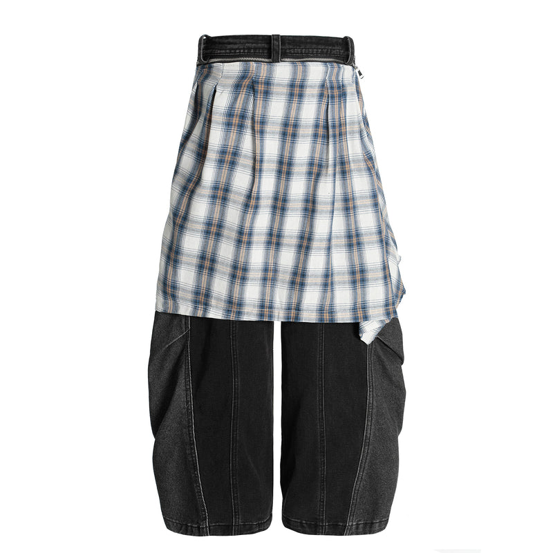 Omirad Layered Plaid Skirt-Pants | Deconstructed Streetwear