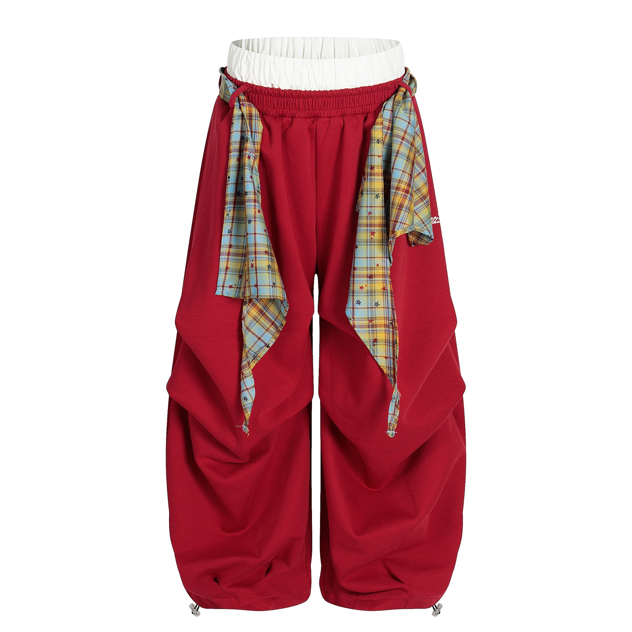 Plaid Drape Stacked Pants | Avant-Garde Streetwear