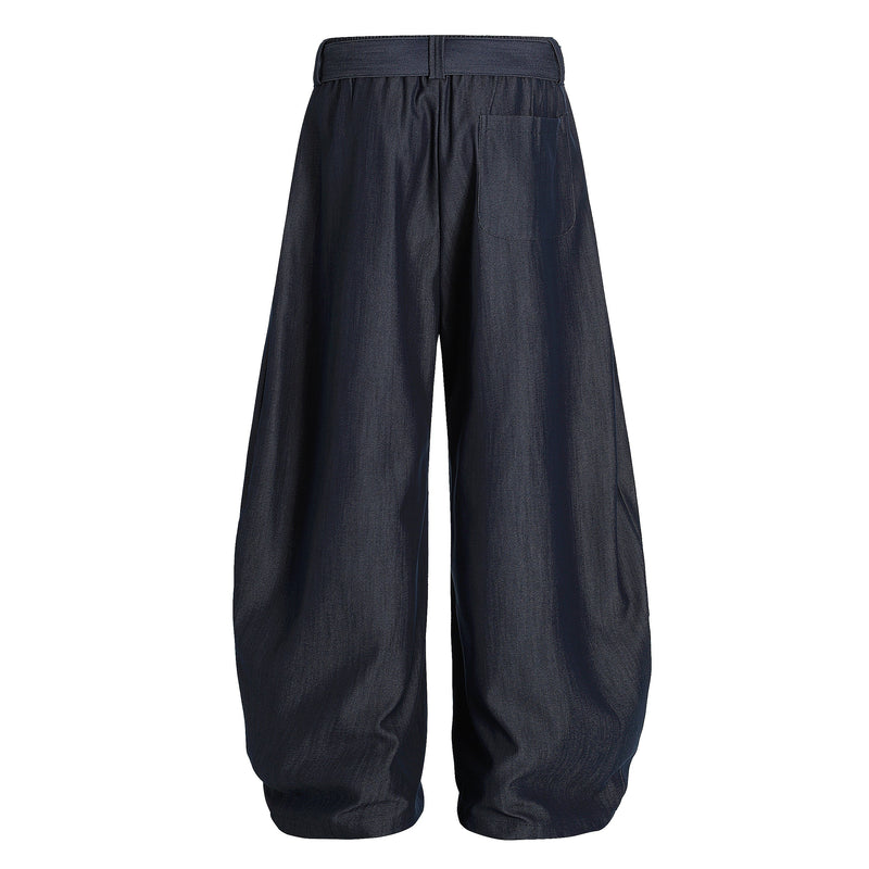 Omirad Draped Balloon Wide-Leg Pants with Belt