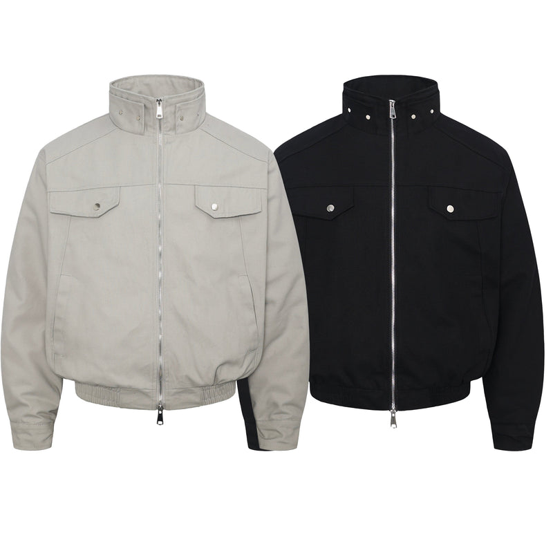 Men's High-Neck Utility Zip Jacket | Streetwear Bomber