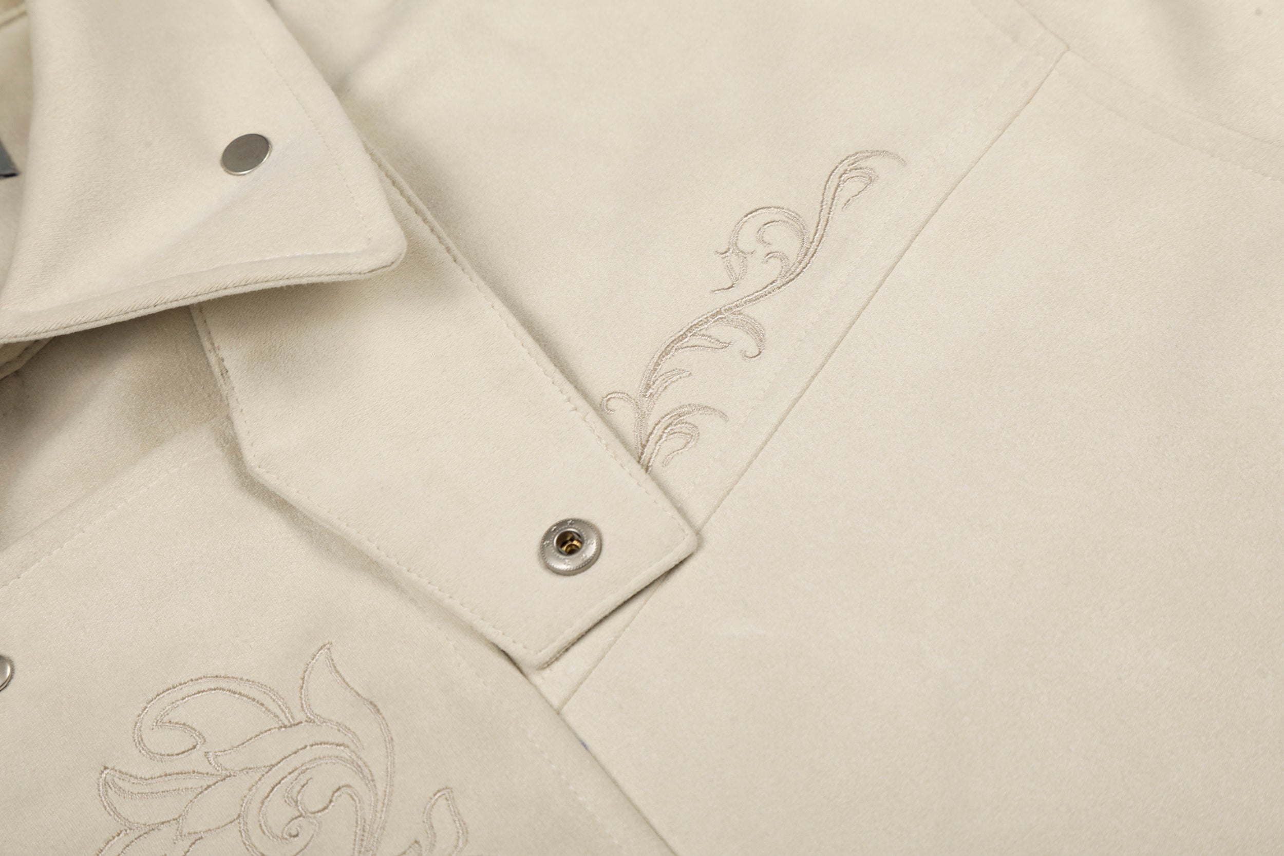 Toggle-Closure Embroidered Stand-Collar Cotton Jacket