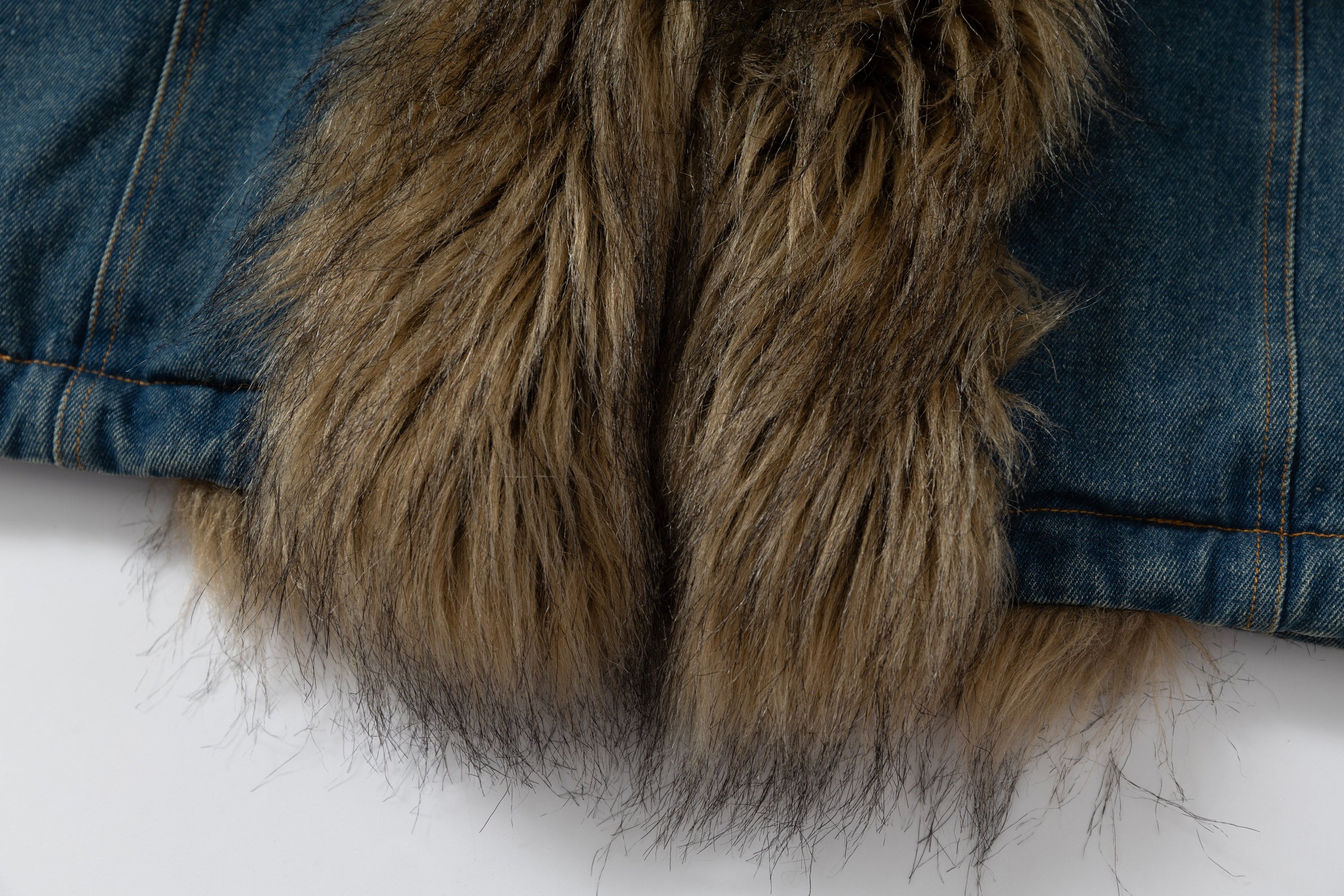 Oversized Faux-Fur Collar Denim Jacket | Vintage Wash
