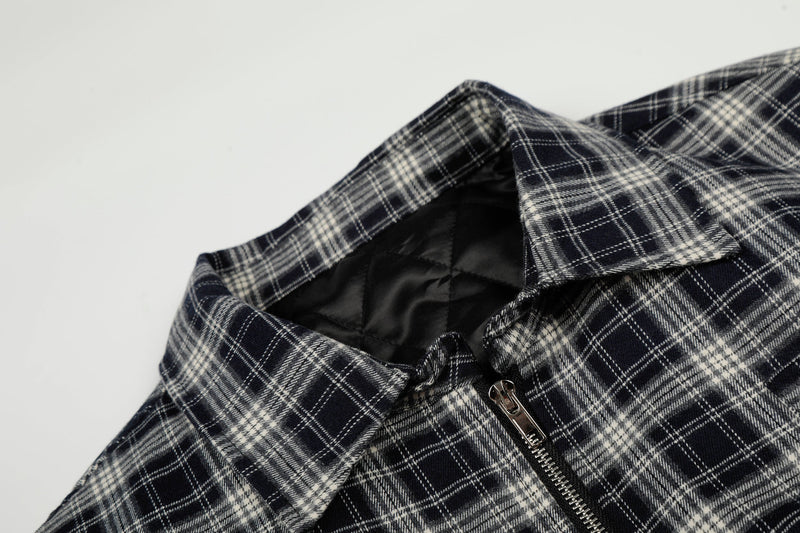 Omirad Plaid Hybrid Bomber Jacket | Contrast Sleeve Streetwear