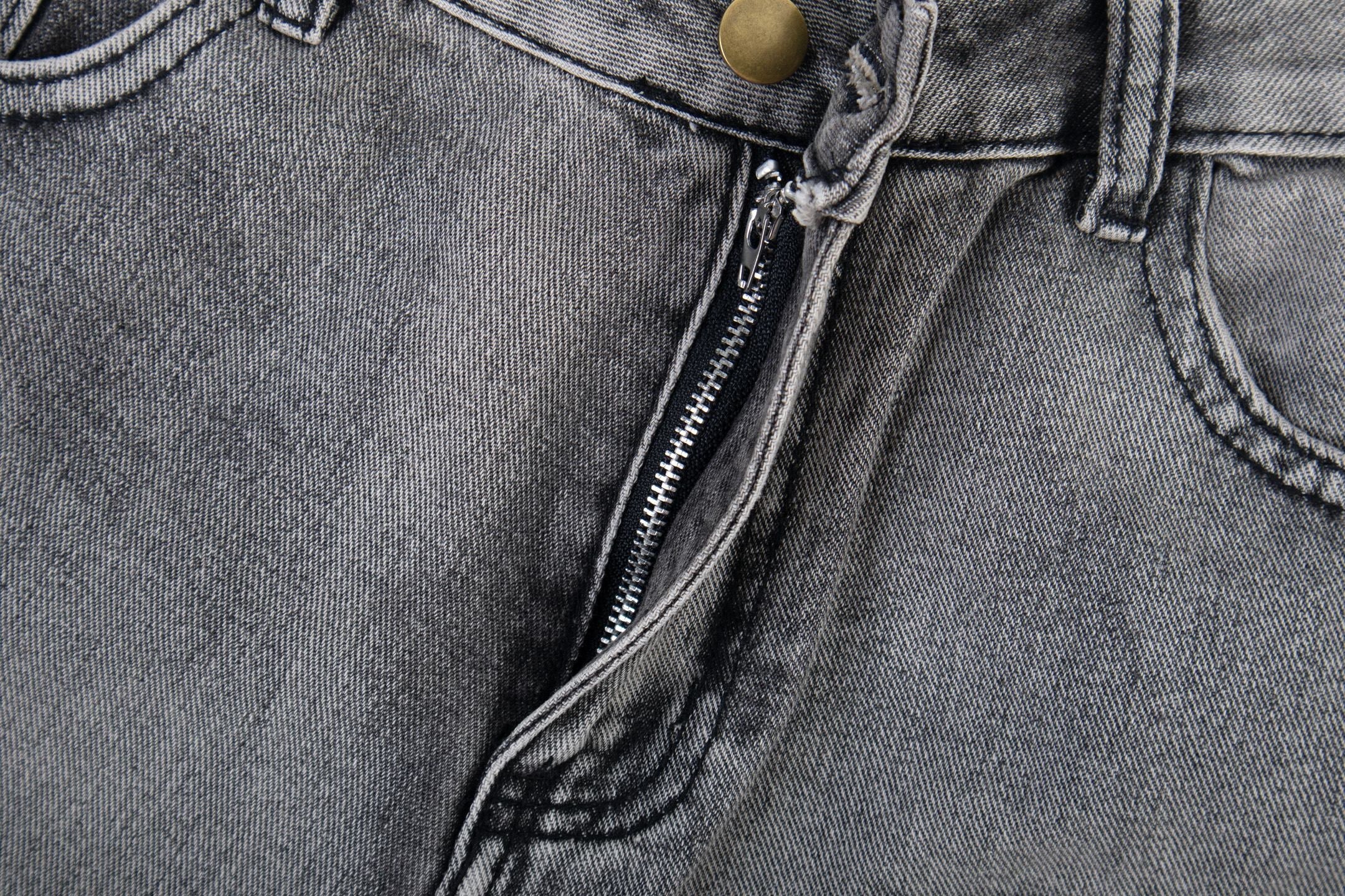 Omirad Distressed Flare Jeans | Y2K Grey Wash Denim