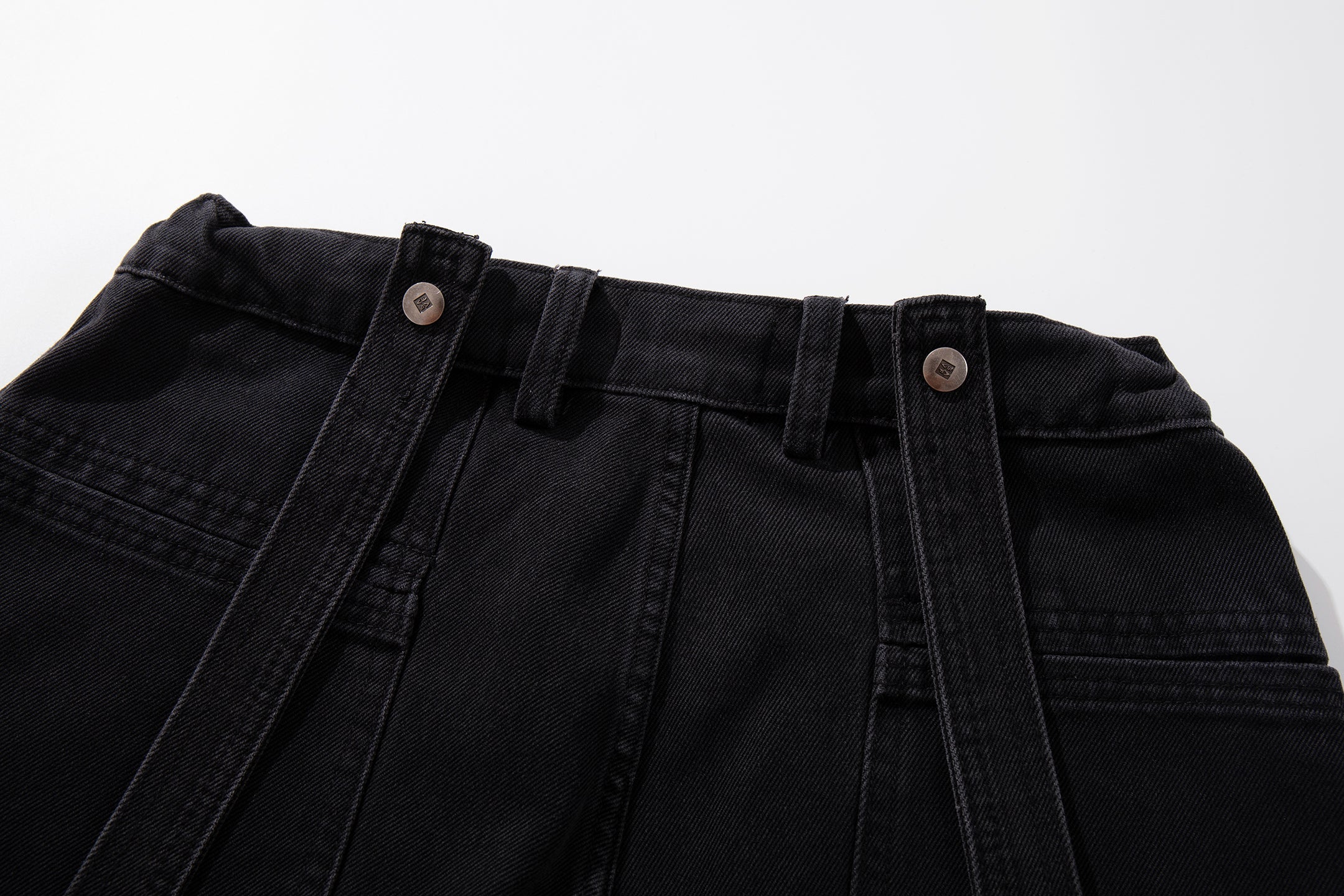 Omirad Strap-Detail Washed Wide-Leg Jeans | Dark Denim