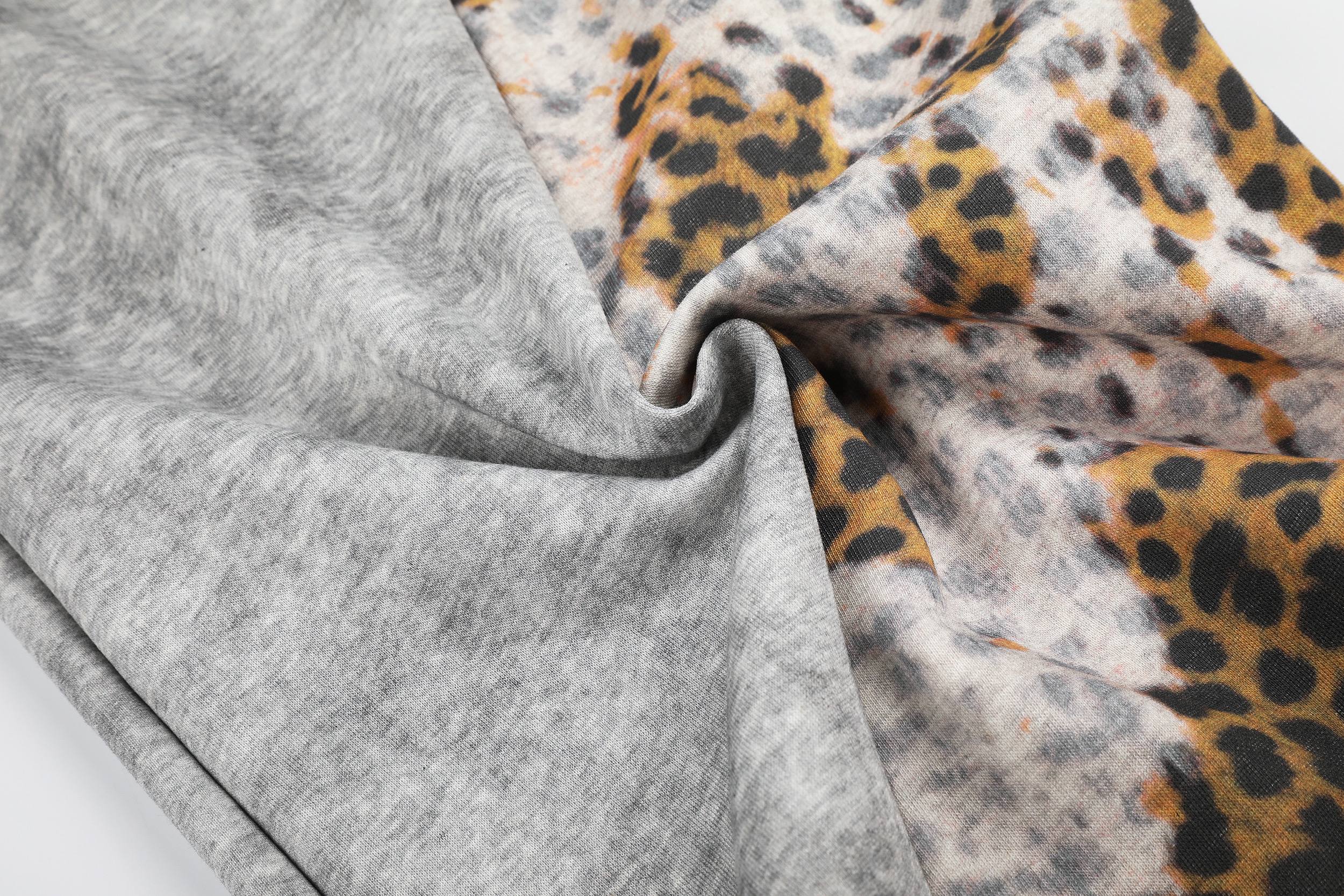 Leopard Panel Wide-Leg Sweatpants | Y2K Rhinestone Logo