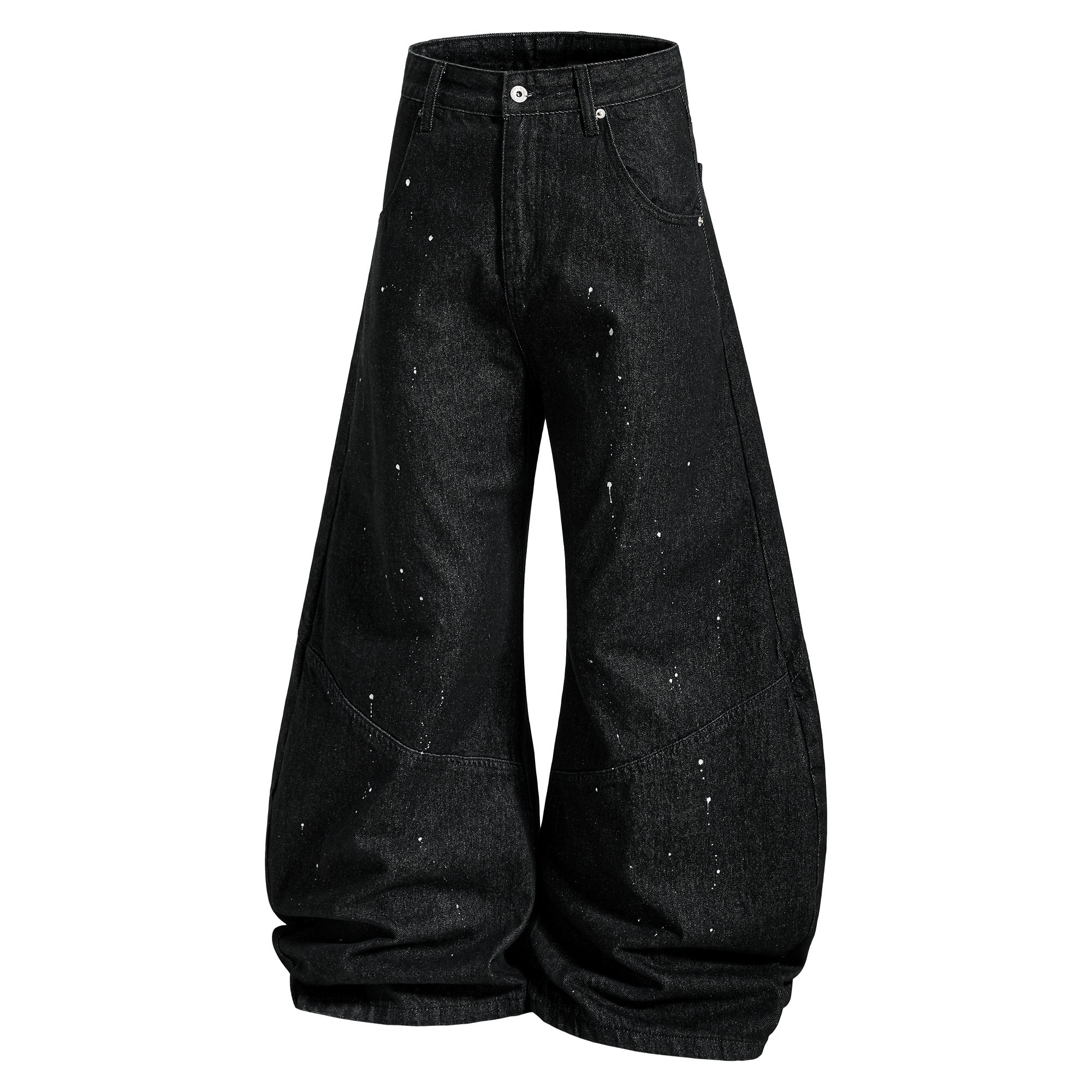 Omirad Stripe Panel Paint-Splatter Wide-Leg Jeans