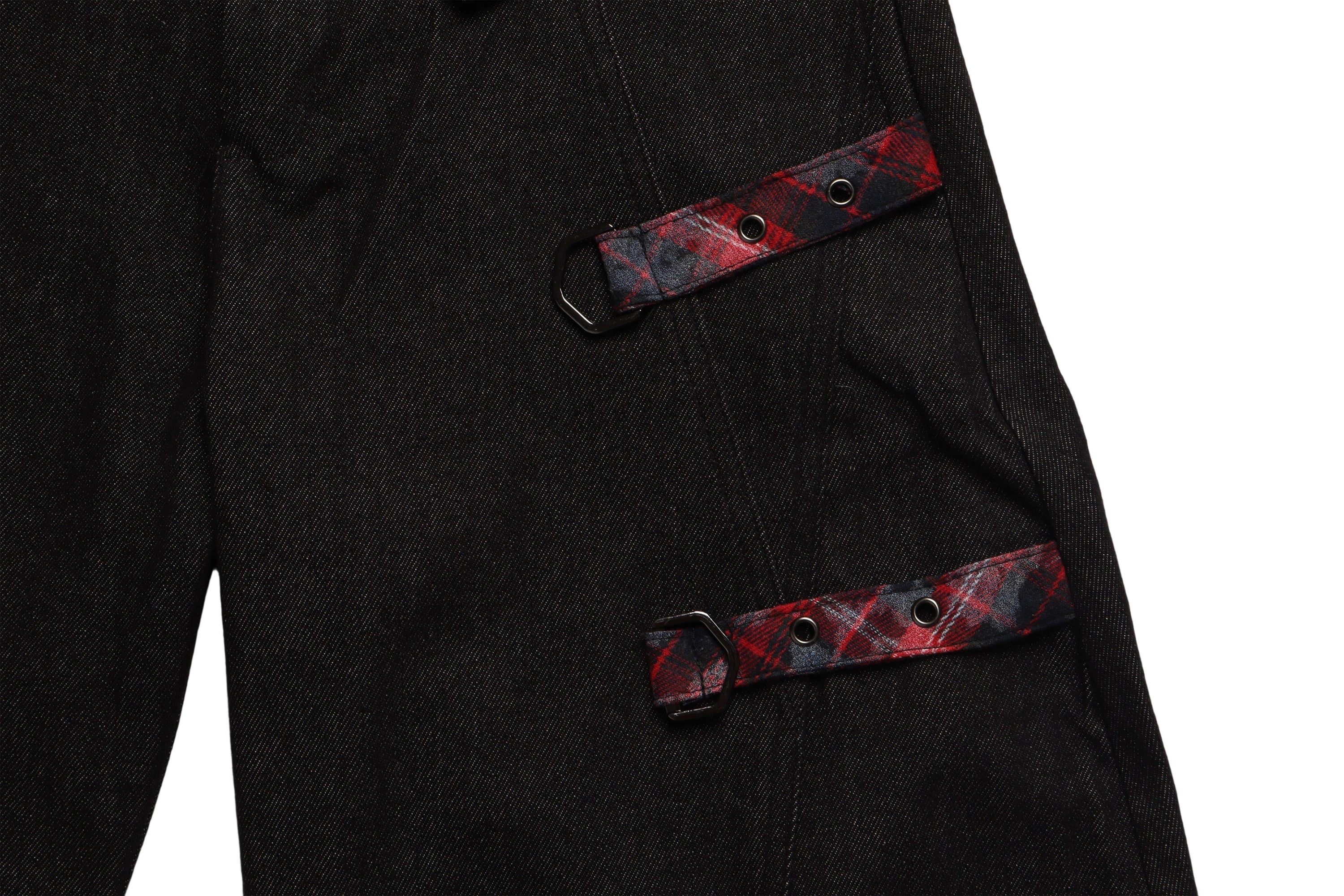 Omirad Flannel-Lined Faux Fur Barrel Leg Denim Pants