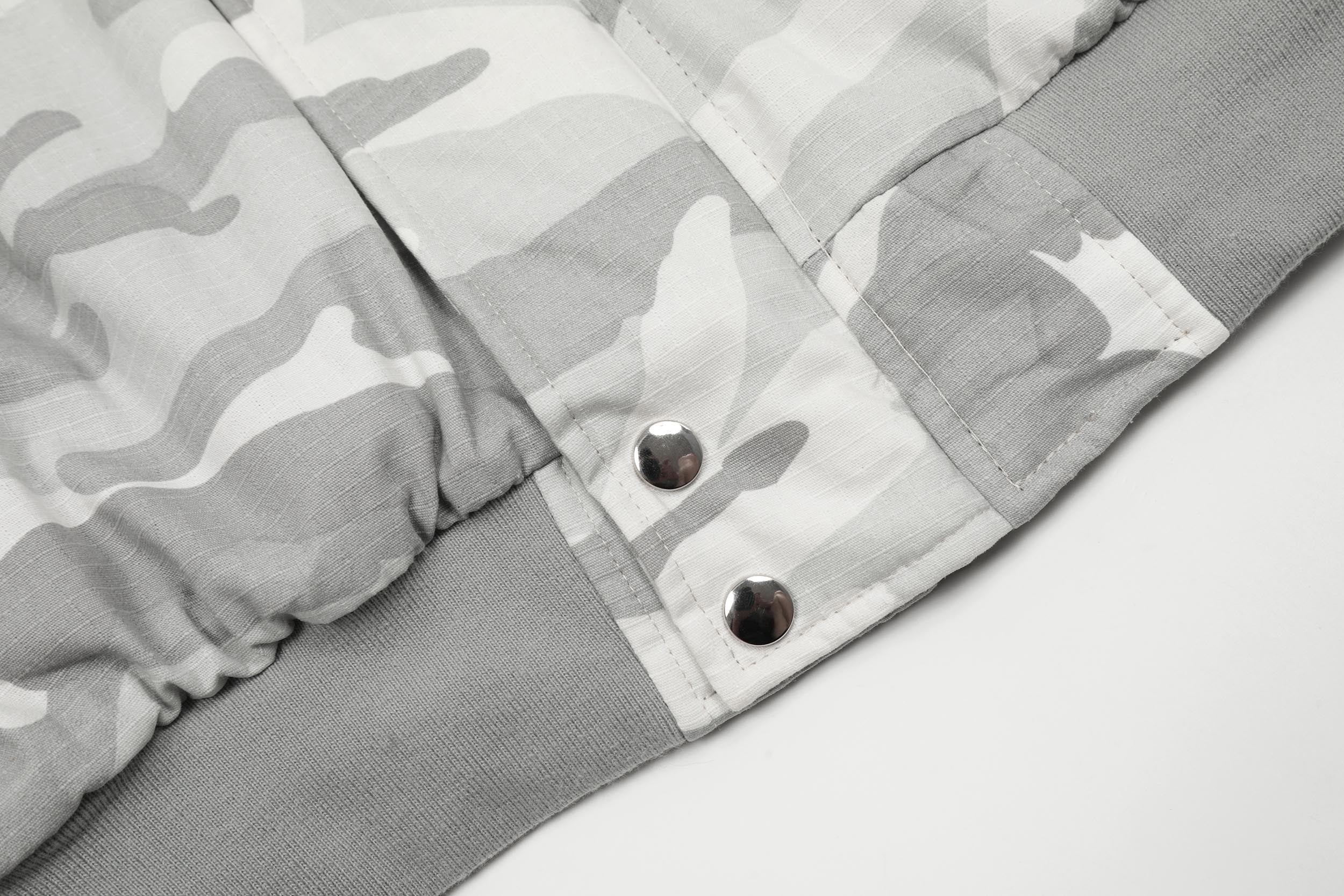 White Camo Faux Fur Hooded Padded Bomber Jacket