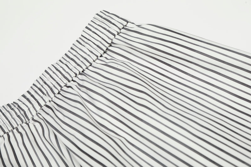 Striped Wide-Leg Relaxed Pants | Elastic Waist Lounge Trousers